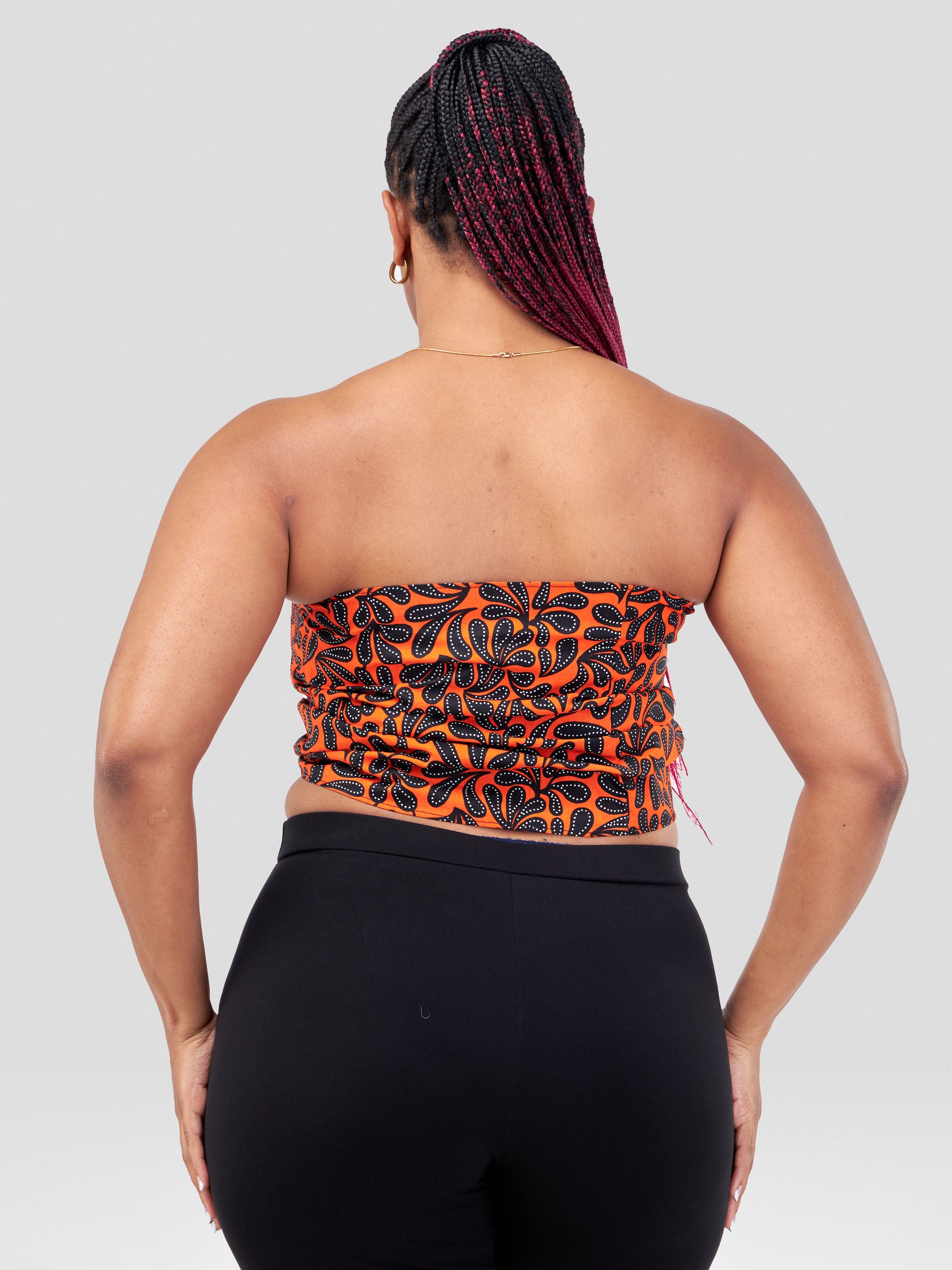 Vivo Kitenge Multi Purpose Wrap - Orange / Black Ankara Print