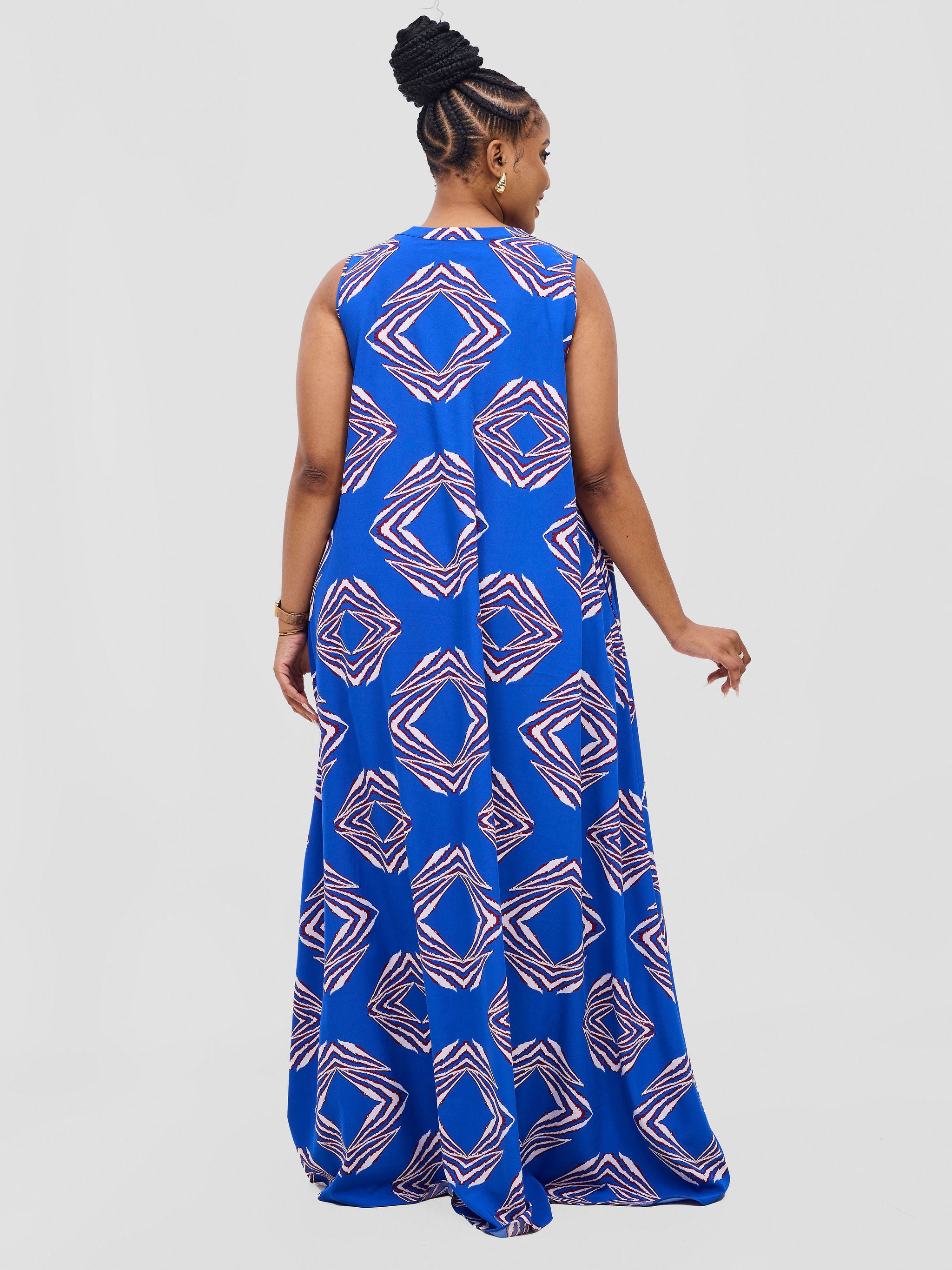 Vivo Ava Tent Maxi Dress - Blue White Print
