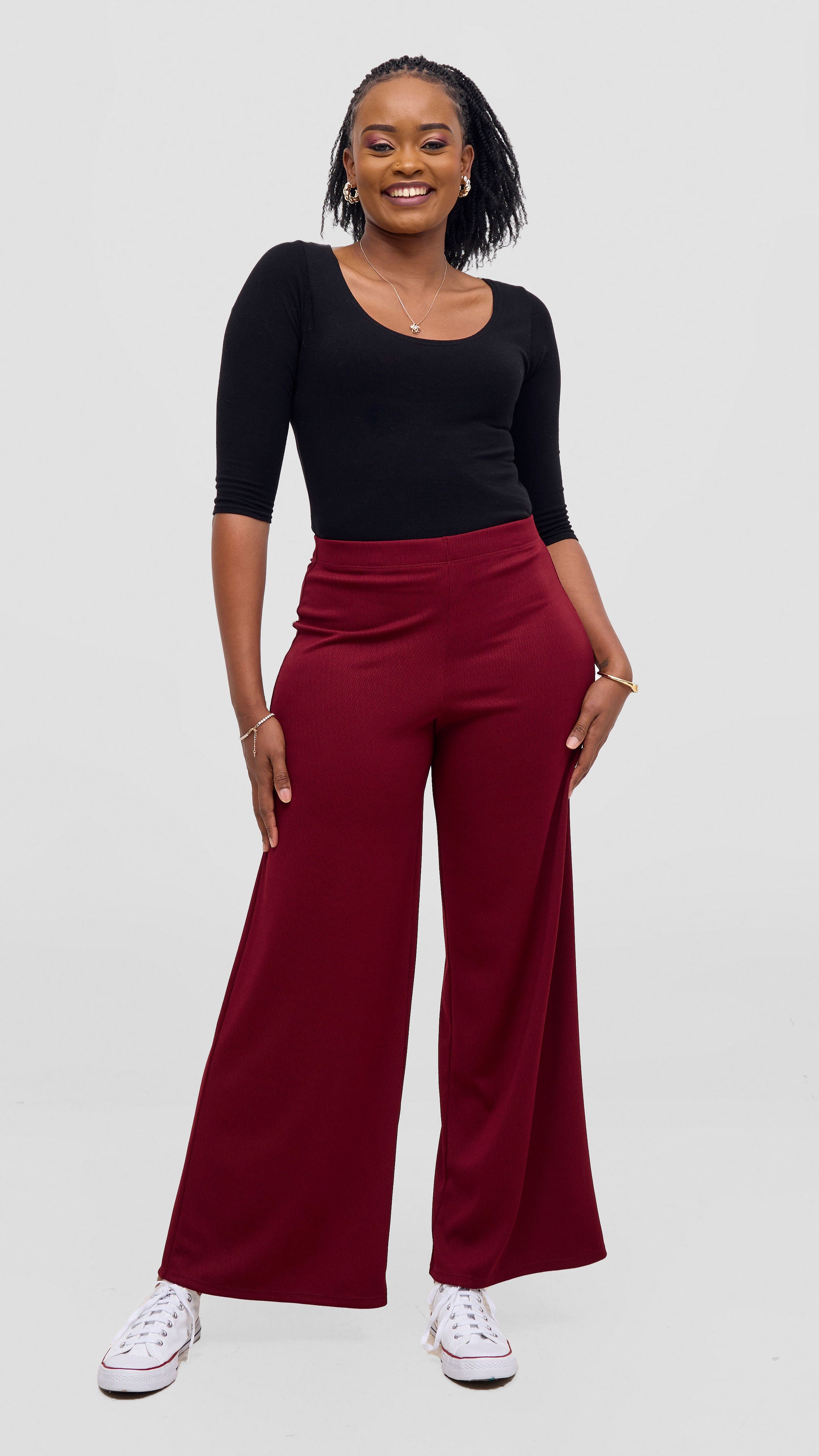 Vivo Chela Wide Leg Pants - Maroon