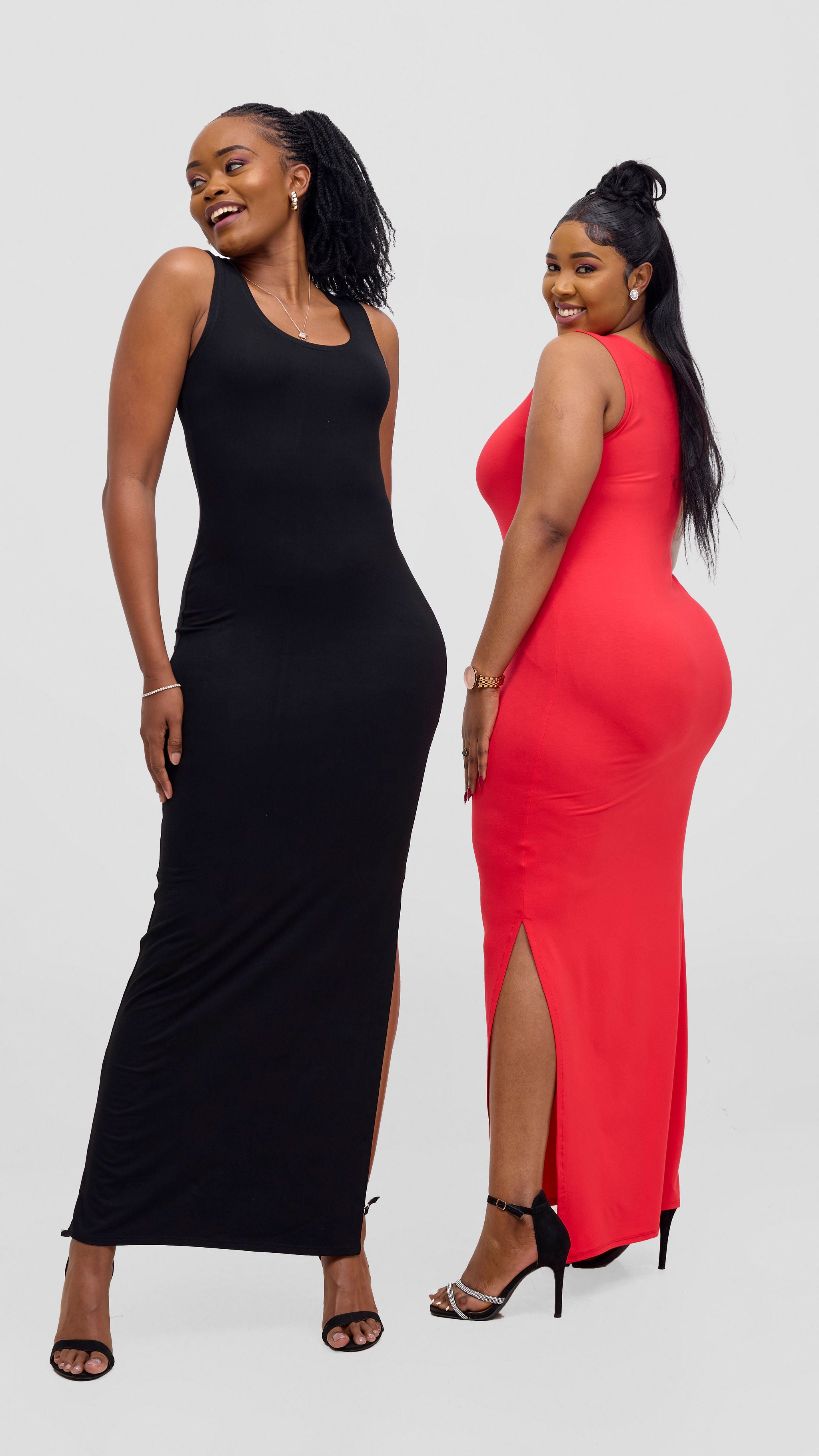 Vivo Ari Sleeveless Straight Maxi Slit Dress - Black
