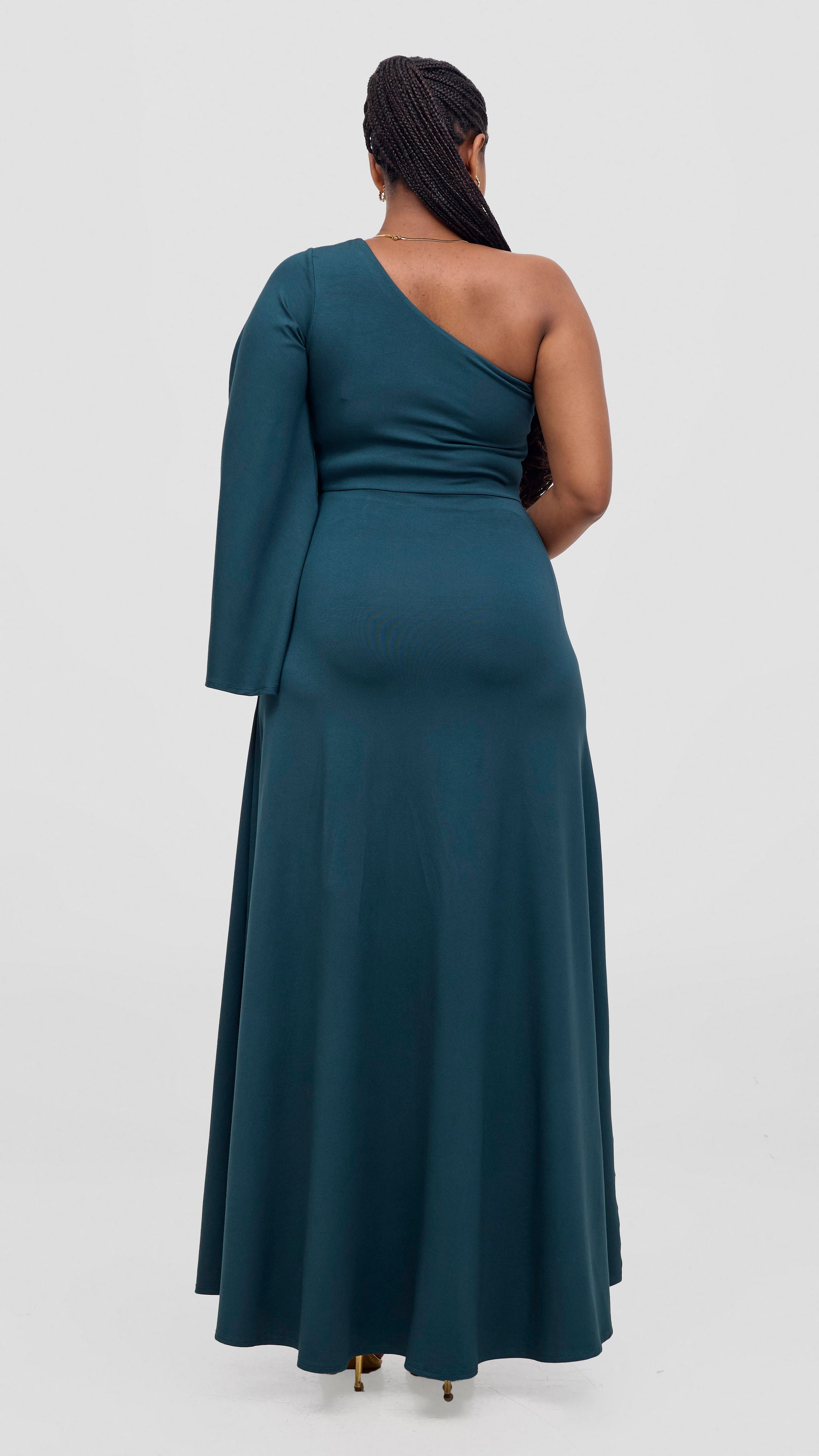 Vivo Ari One Shoulder Maxi Dress - Dark Green