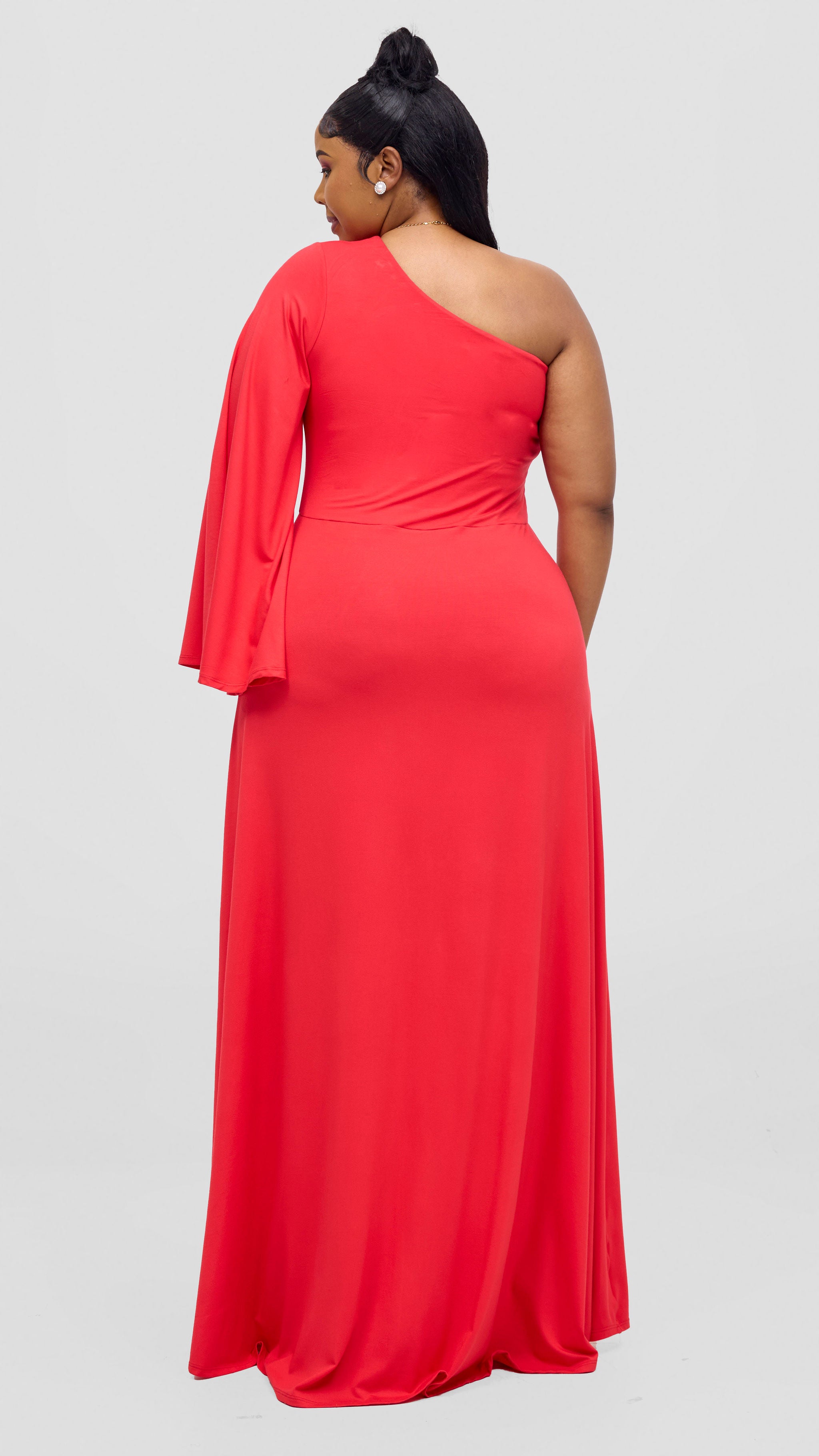 Vivo Ari One Shoulder Maxi Dress - Red