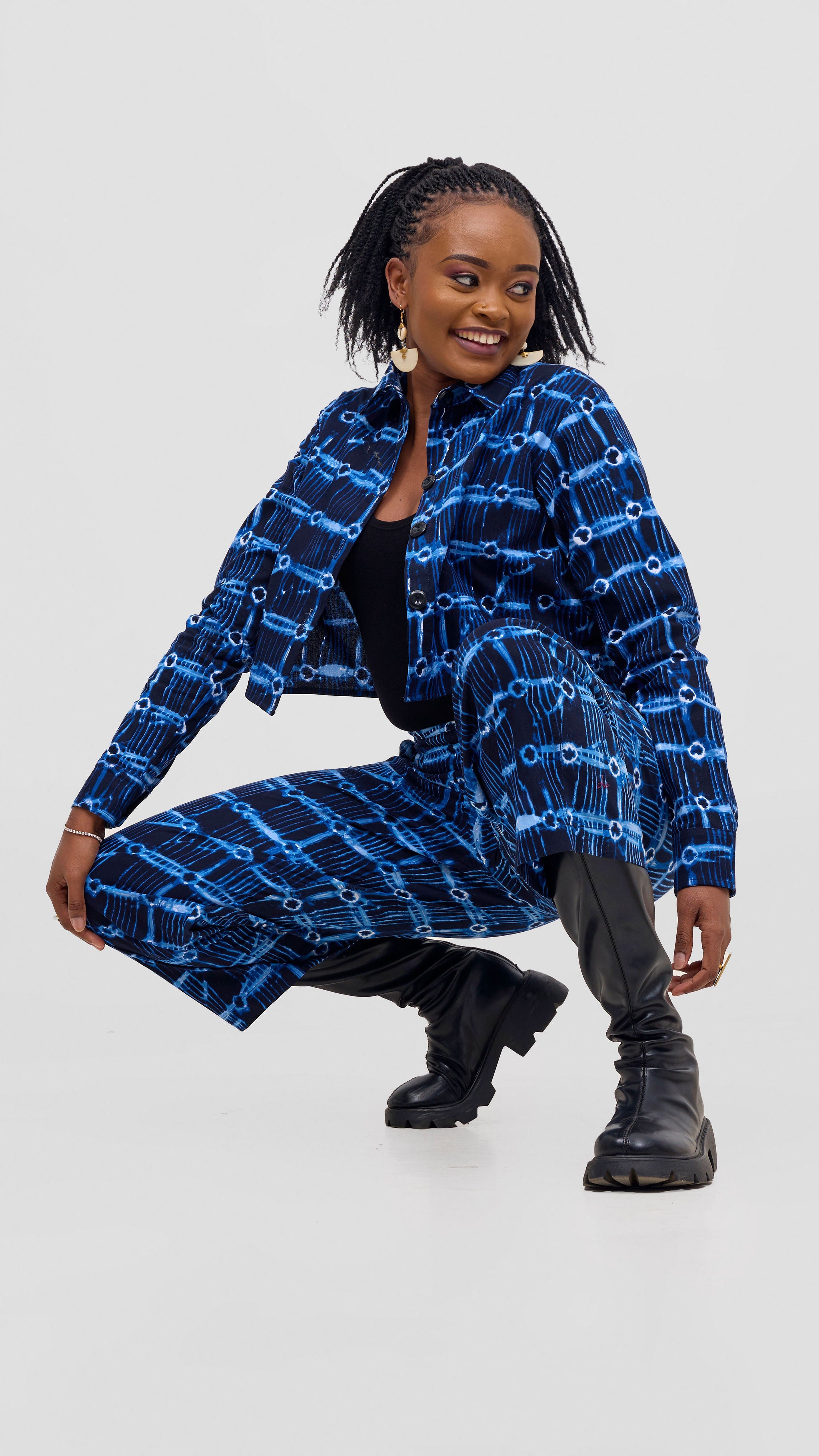 Safari Tara Barell Pants - Navy / Light Blue Sutu Print