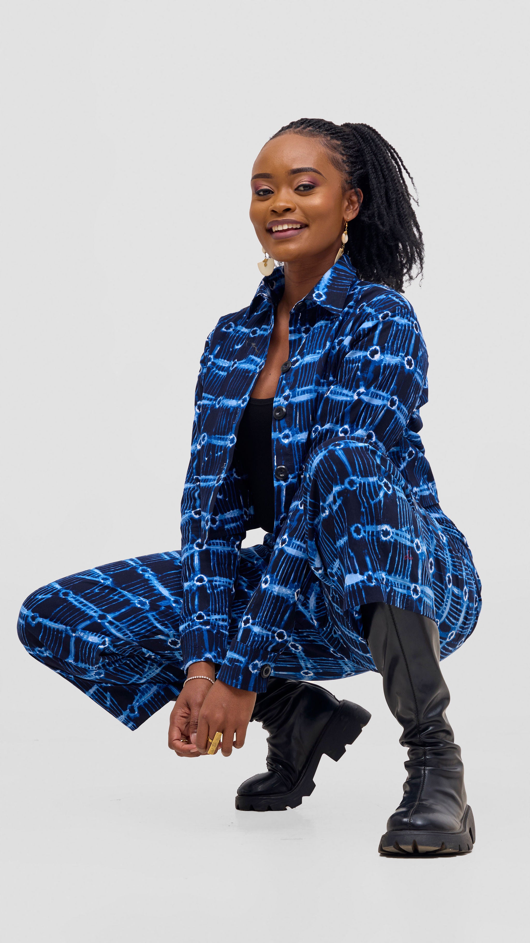 Safari Tara Barell Pants - Navy / Light Blue Sutu Print