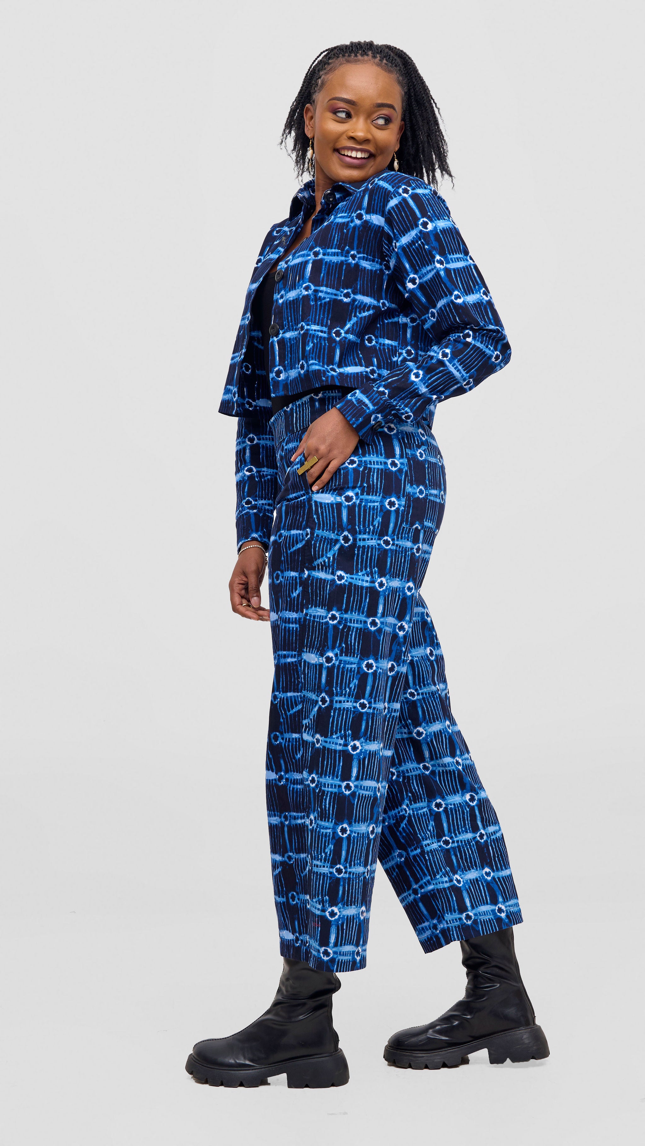 Safari Tara Barell Pants - Navy / Light Blue Sutu Print