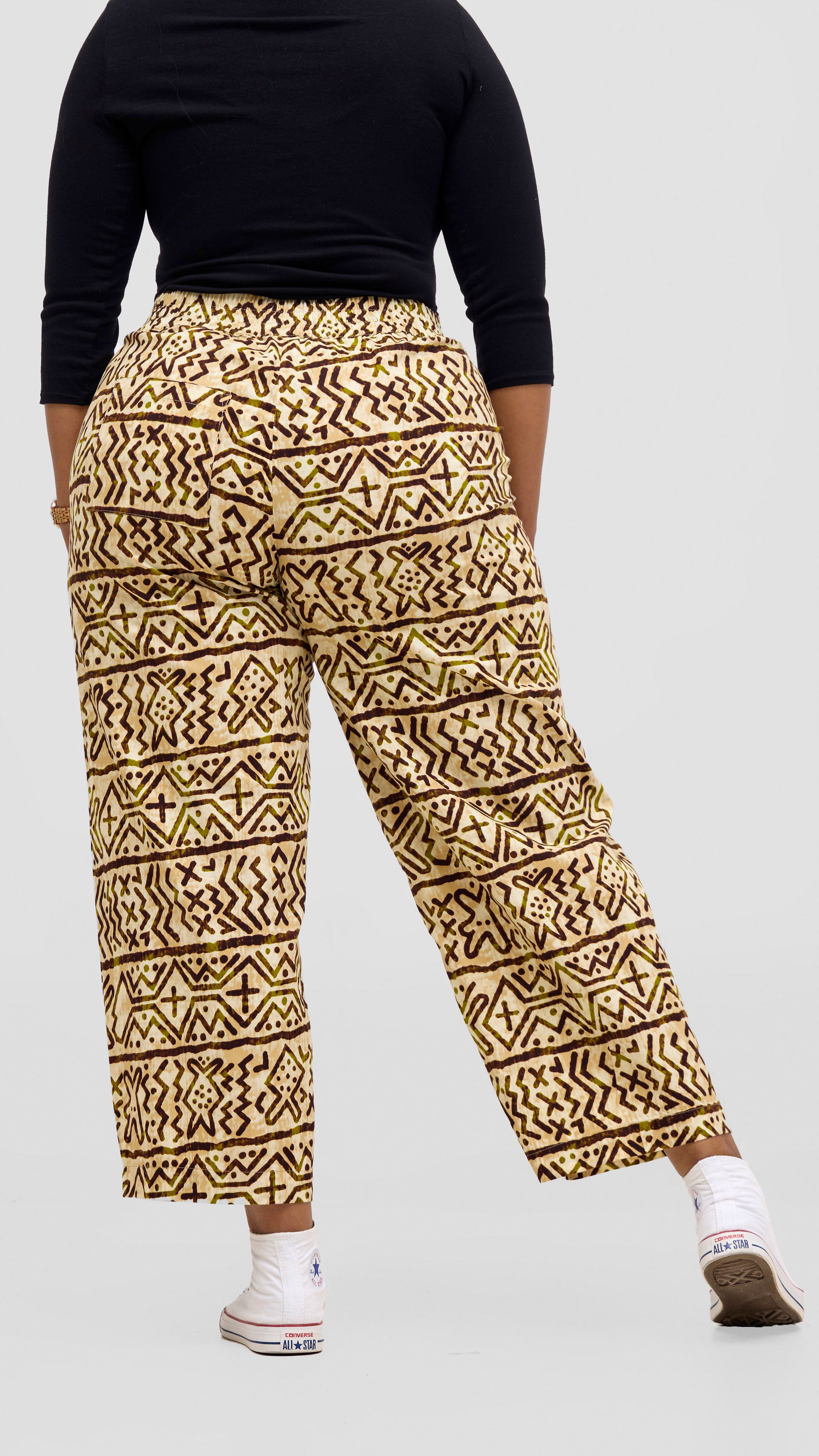 Safari Tara Barell Pants - Olive / Brown Khoi Print
