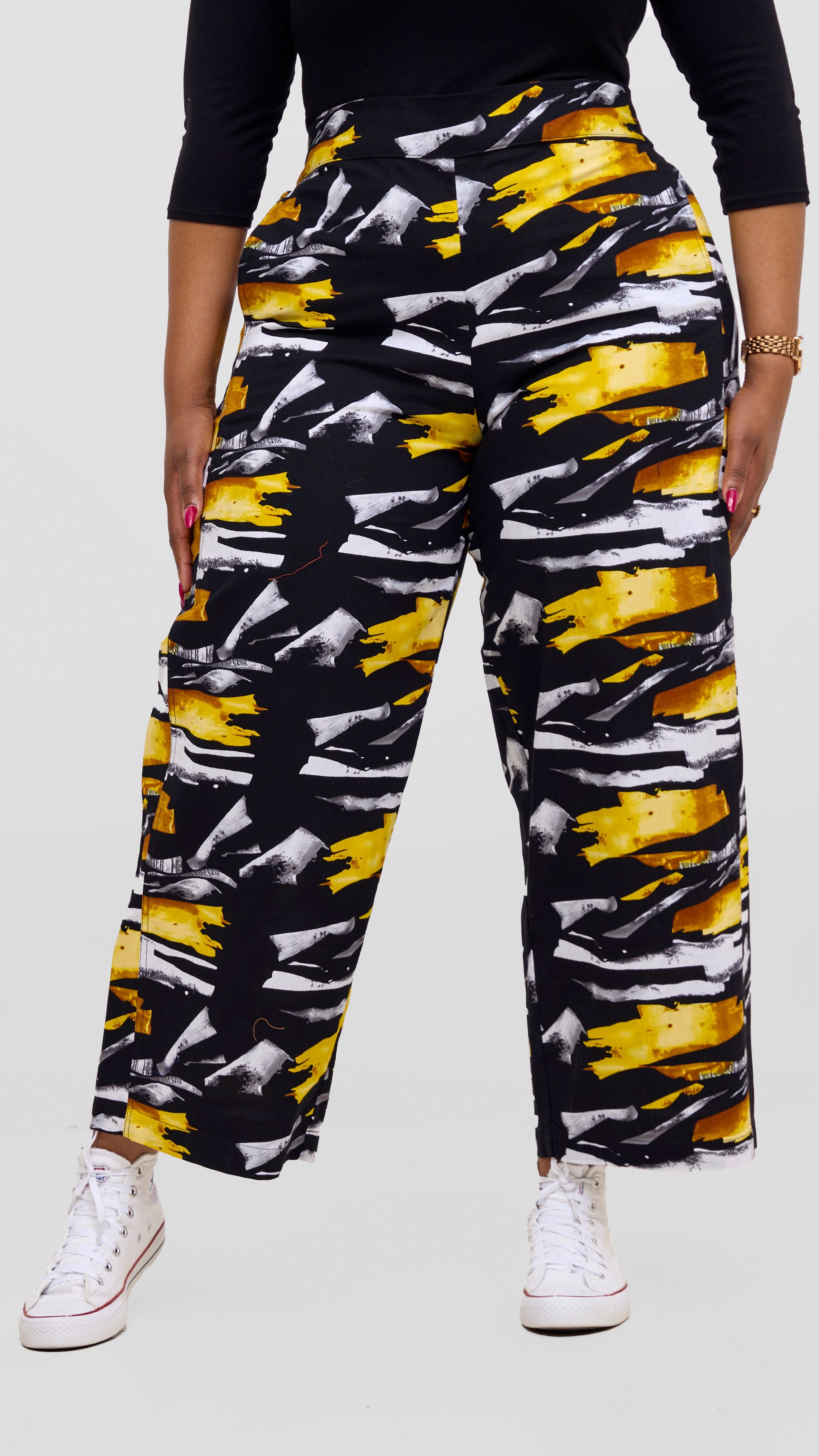 Safari Tara Barell Pants - Black / Yellow Fali Print