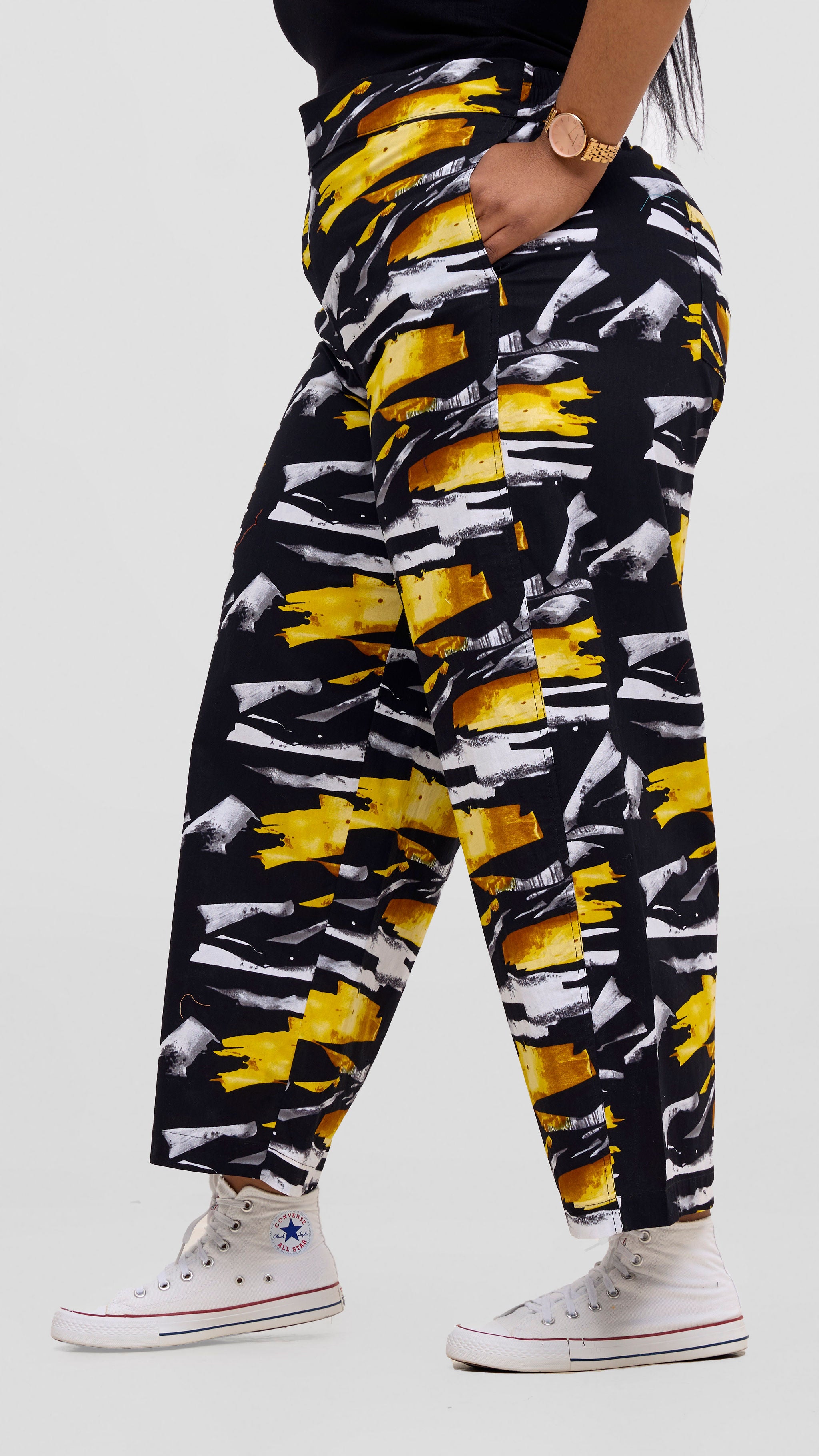 Safari Tara Barell Pants - Black / Yellow Fali Print