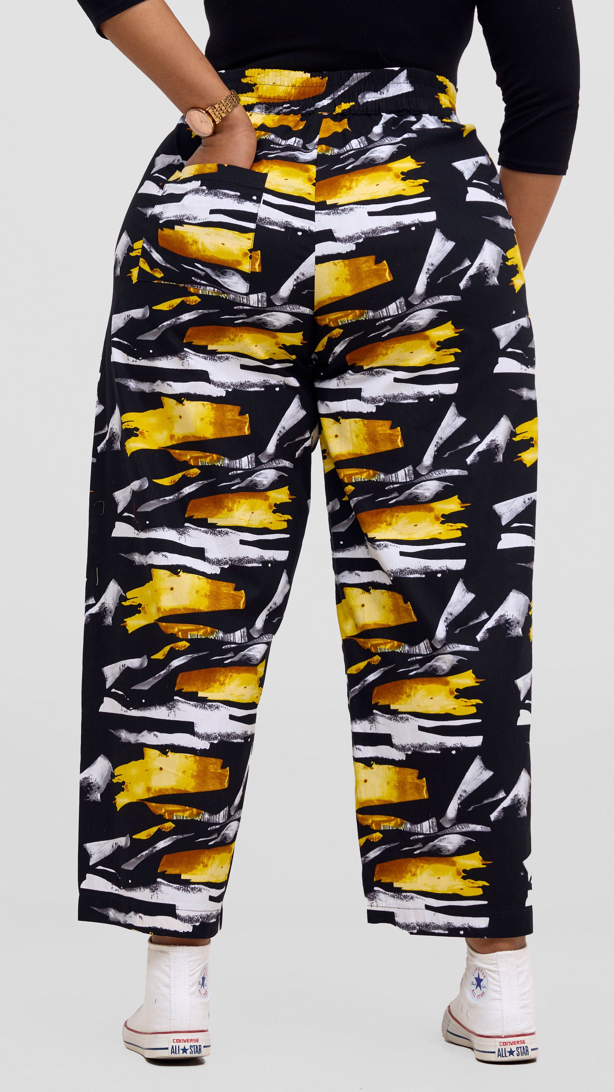 Safari Tara Barell Pants - Black / Yellow Fali Print
