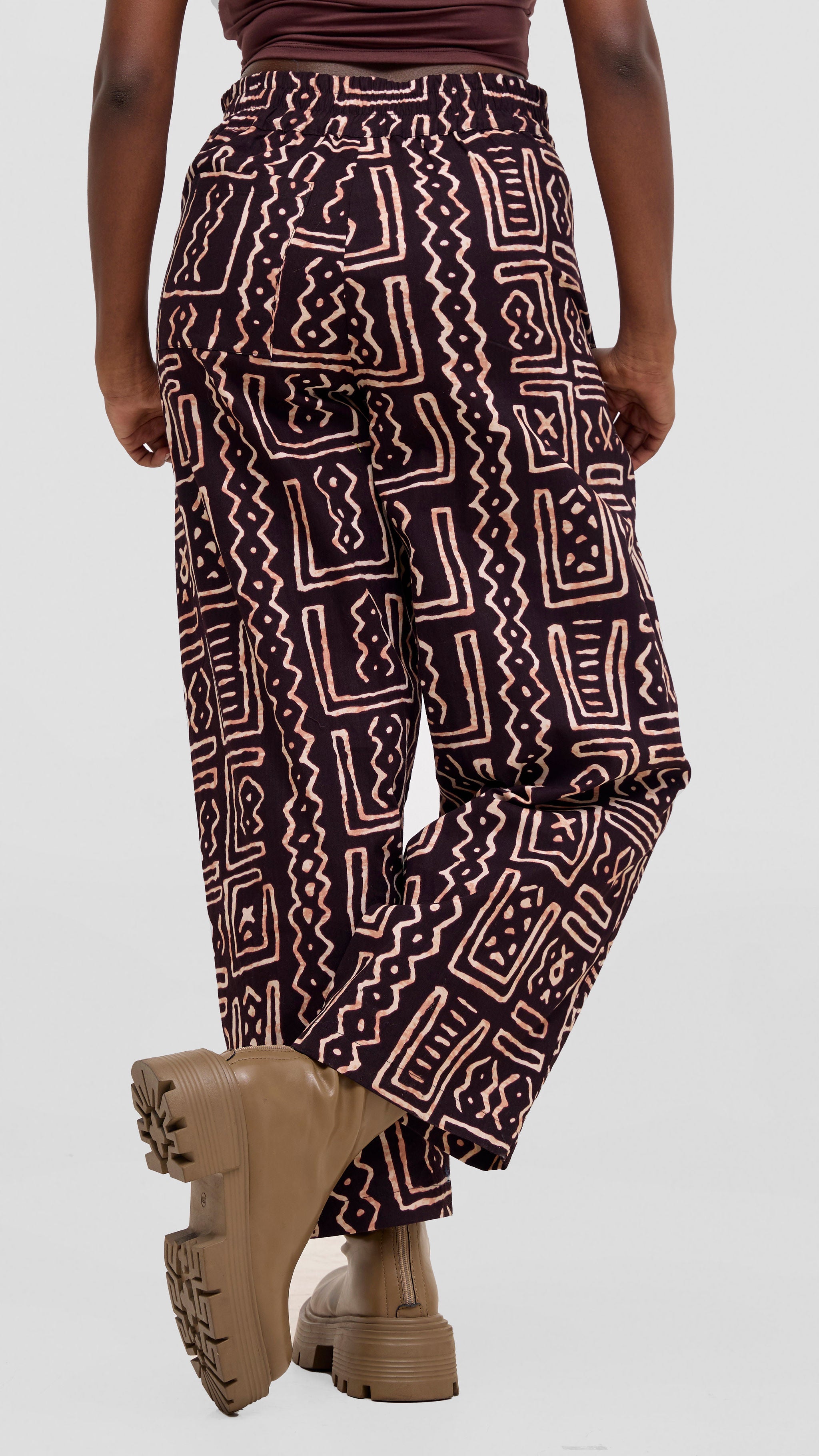 Safari Tara Barrel Pants - Chocolate / Cream Print