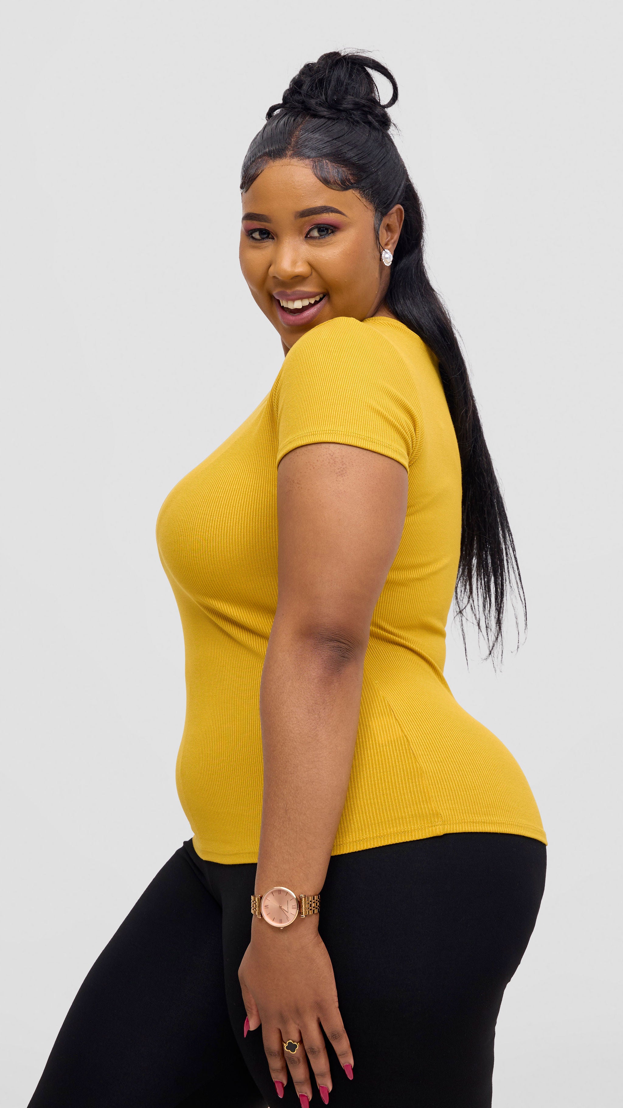 Vivo Ari Short Sleeve Top -Mustard