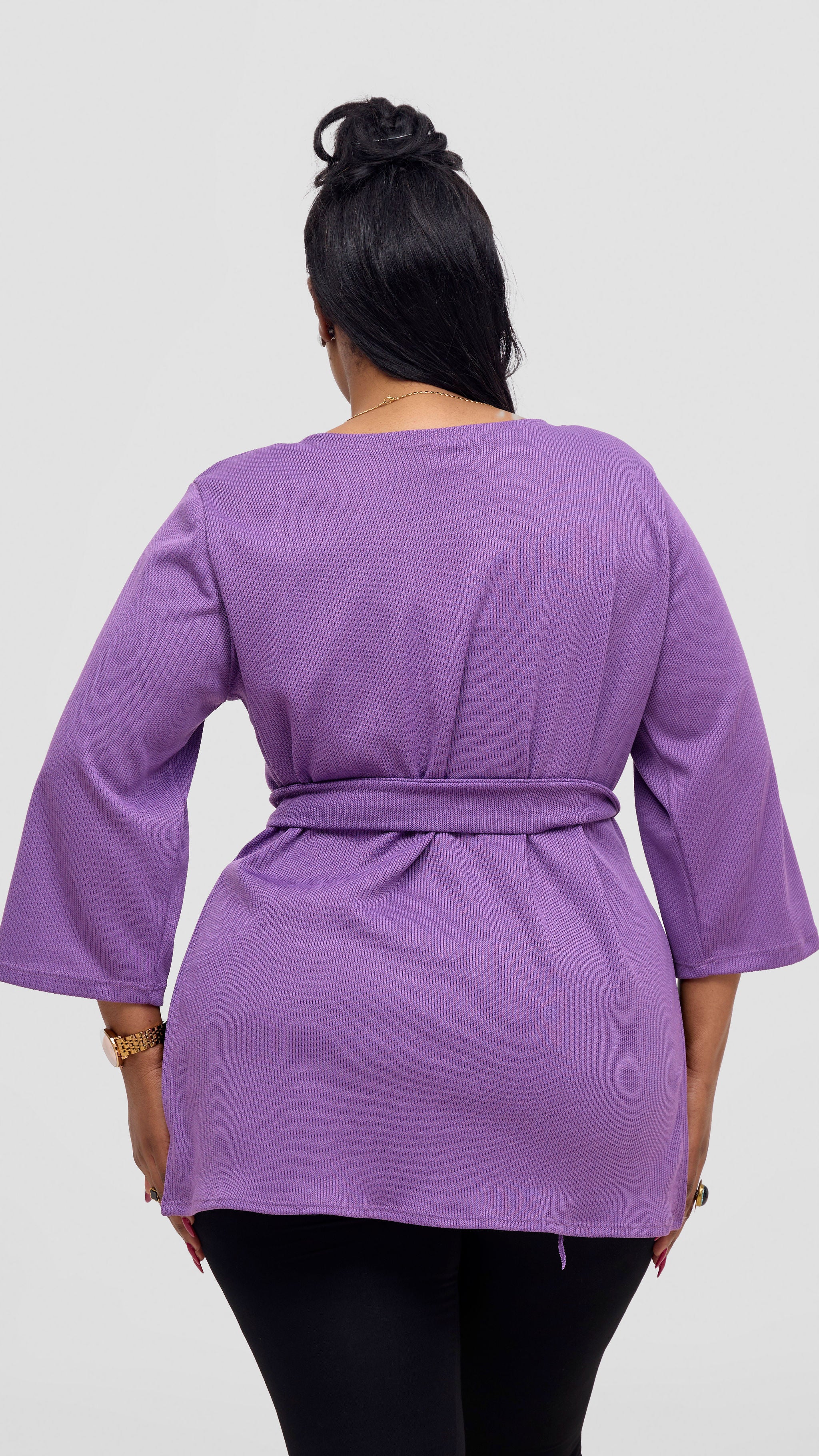 Vivo Rema 3/4 Sleeve Side Slit Tunic Top - Lilac