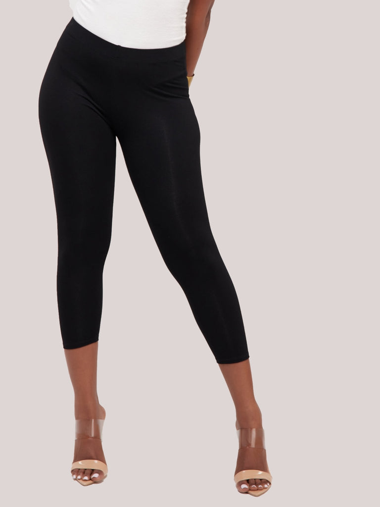 Vivo Basic Capri Leggings - Black - Shopzetu