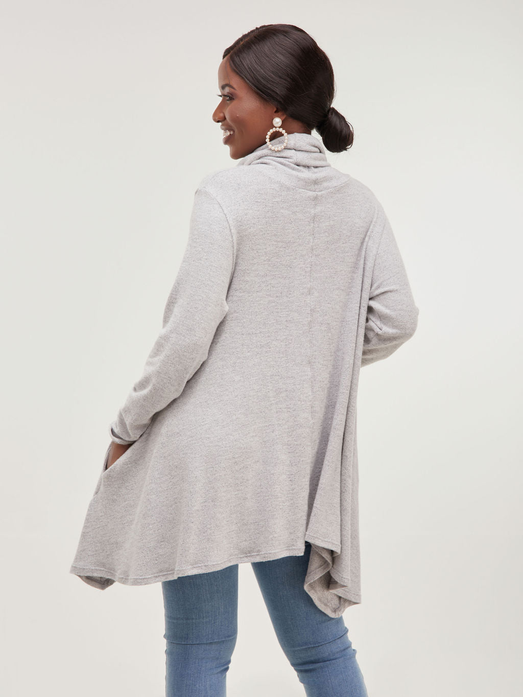 Vivo Neo Imelda Cowl Sweater - Light Grey