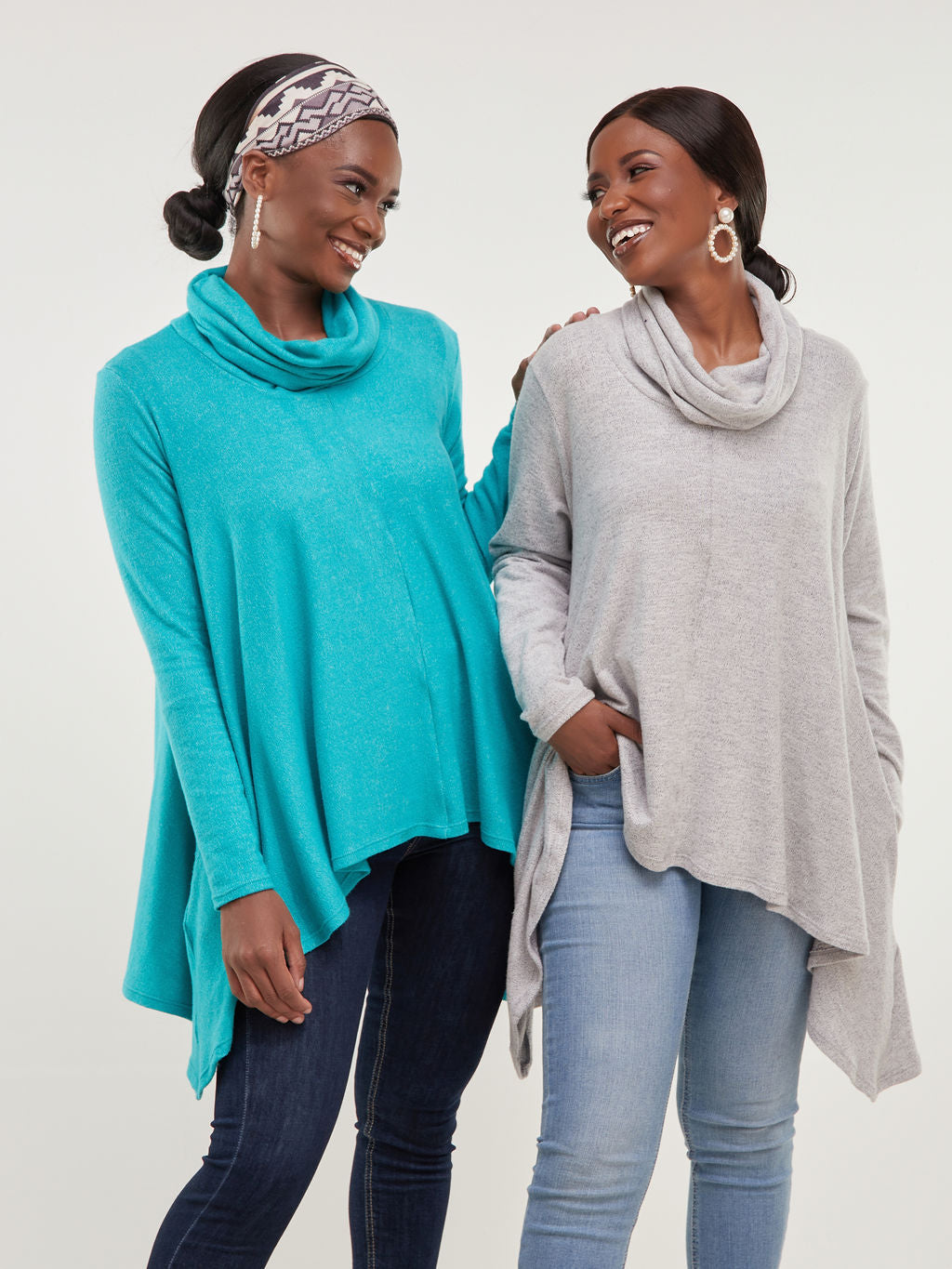 Vivo Neo Imelda Cowl Sweater - Light Grey