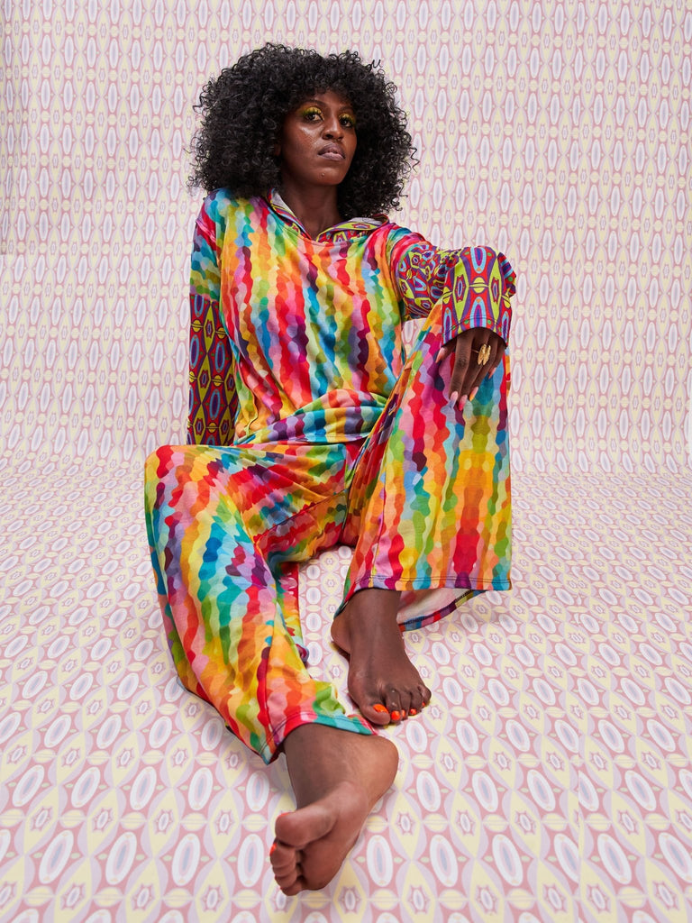 Zoya Brave Hoodie Print Top - Rainbow Geometric Print - Shopzetu