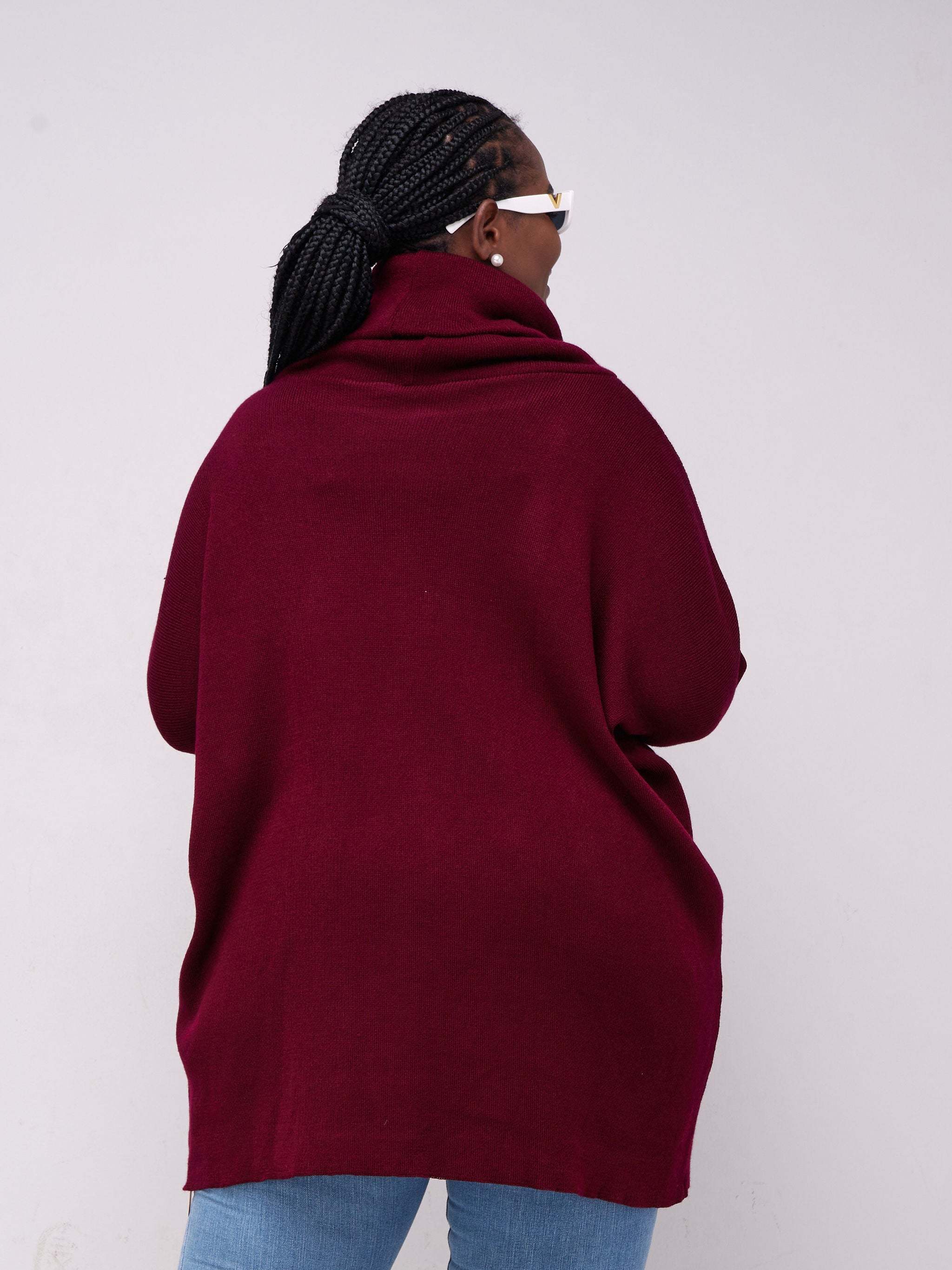 Vivo Cowl Sweater Top - Maroon