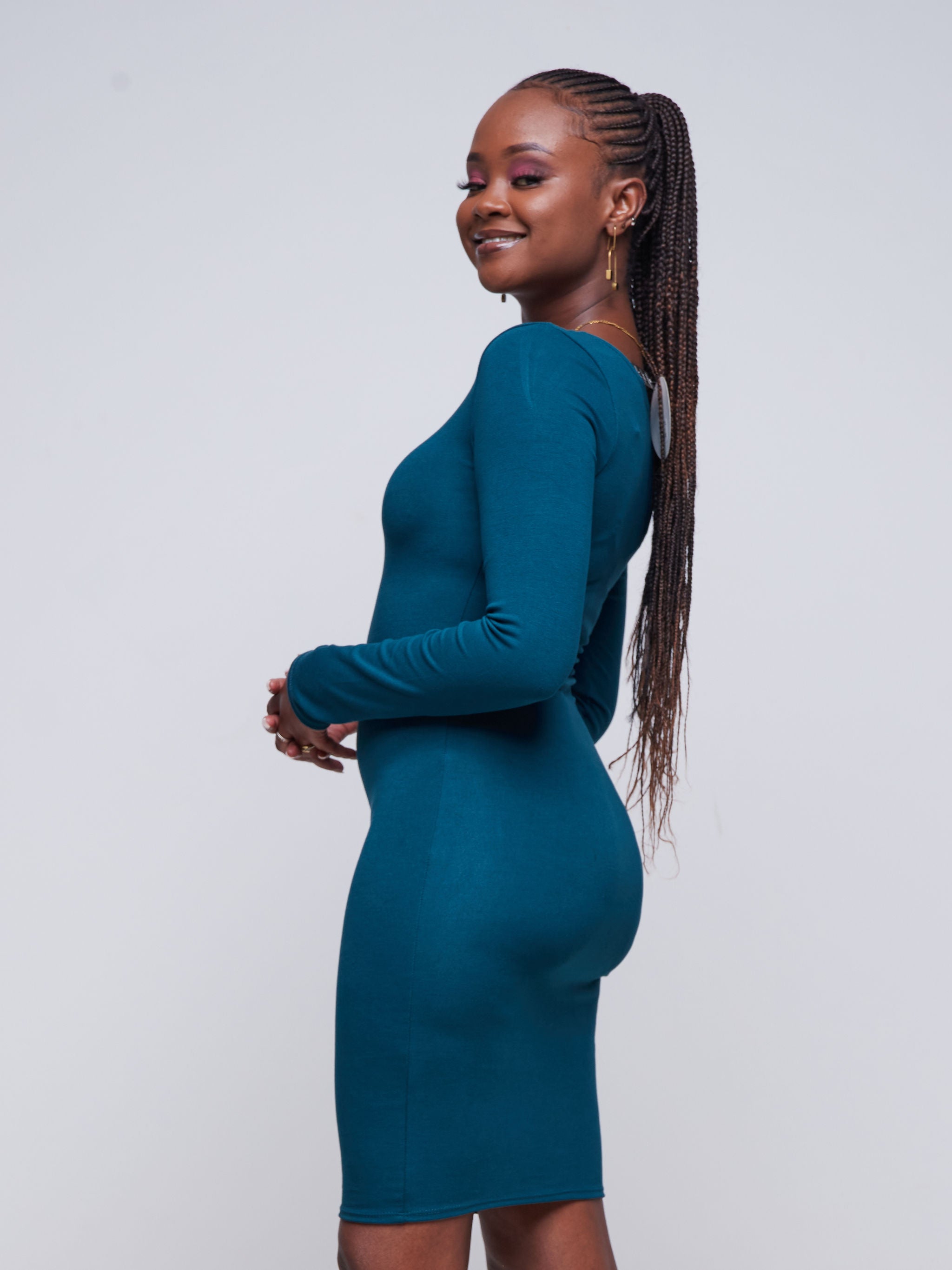 Zoya Basic Long Sleeve Bodycon - Teal