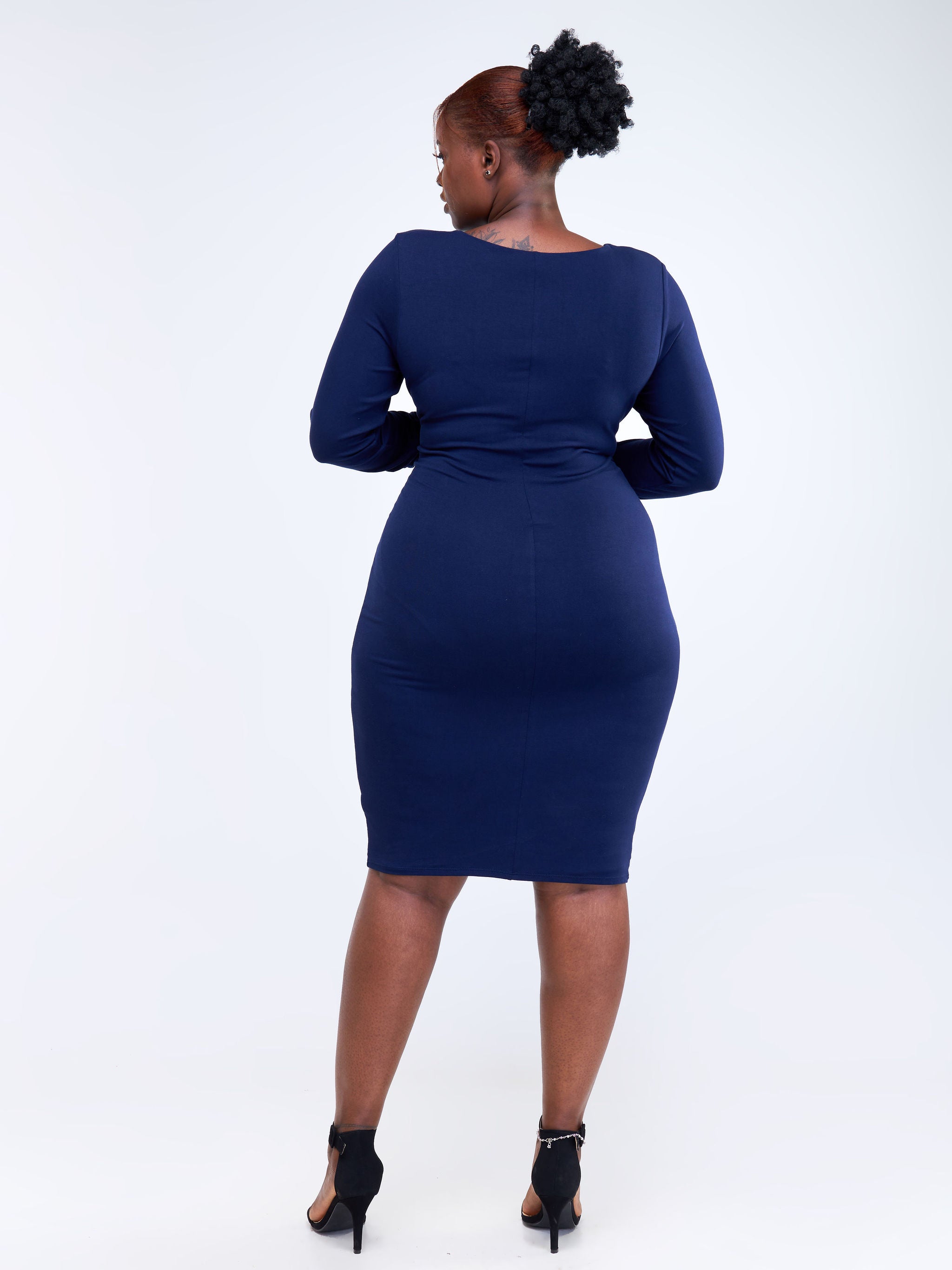 Vivo Bana Front Twist Full Sleeve Bodycon - Navy Blue