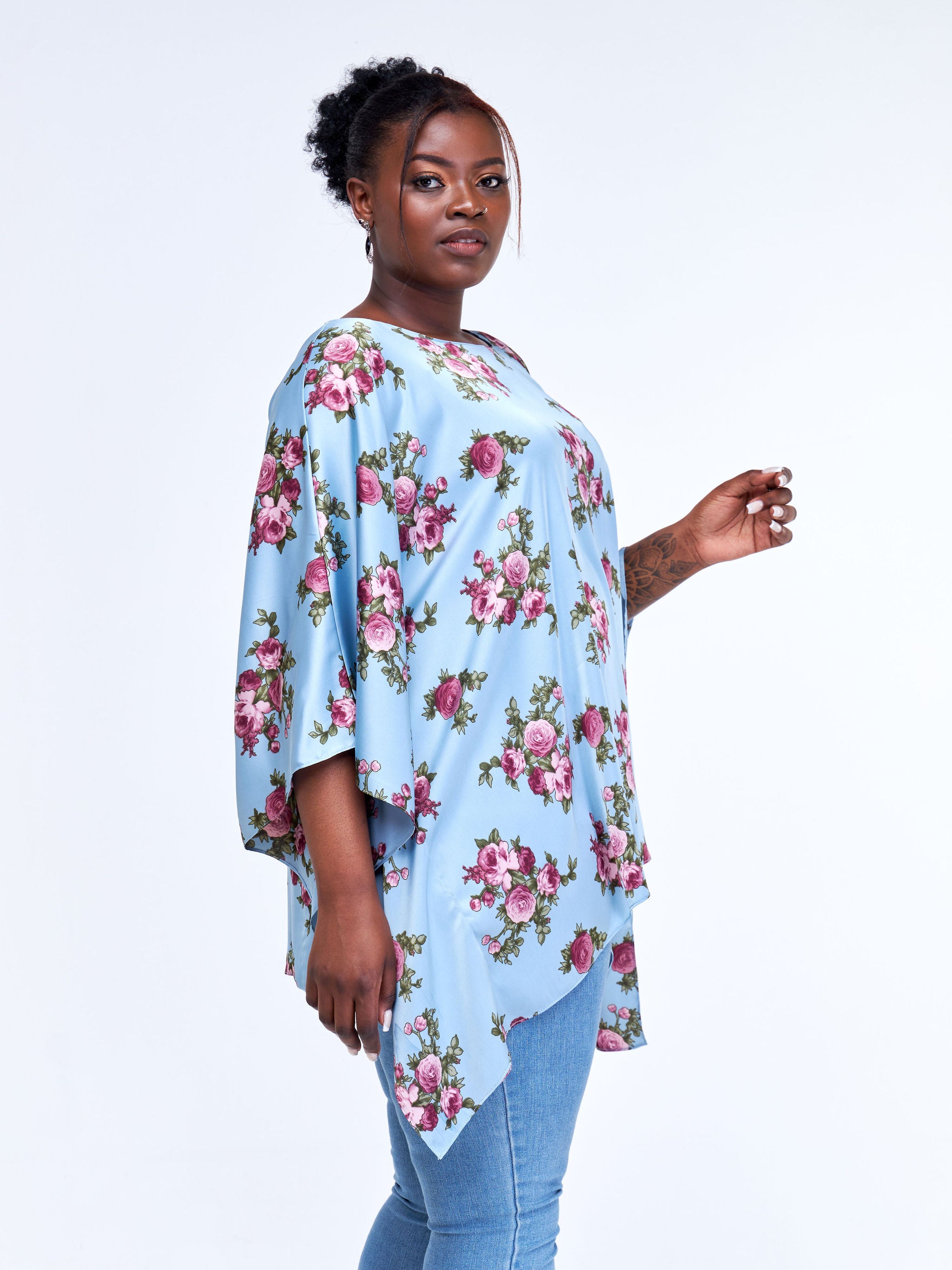 Vivo Ayana Wide Top - Blue / Pink Floral Print