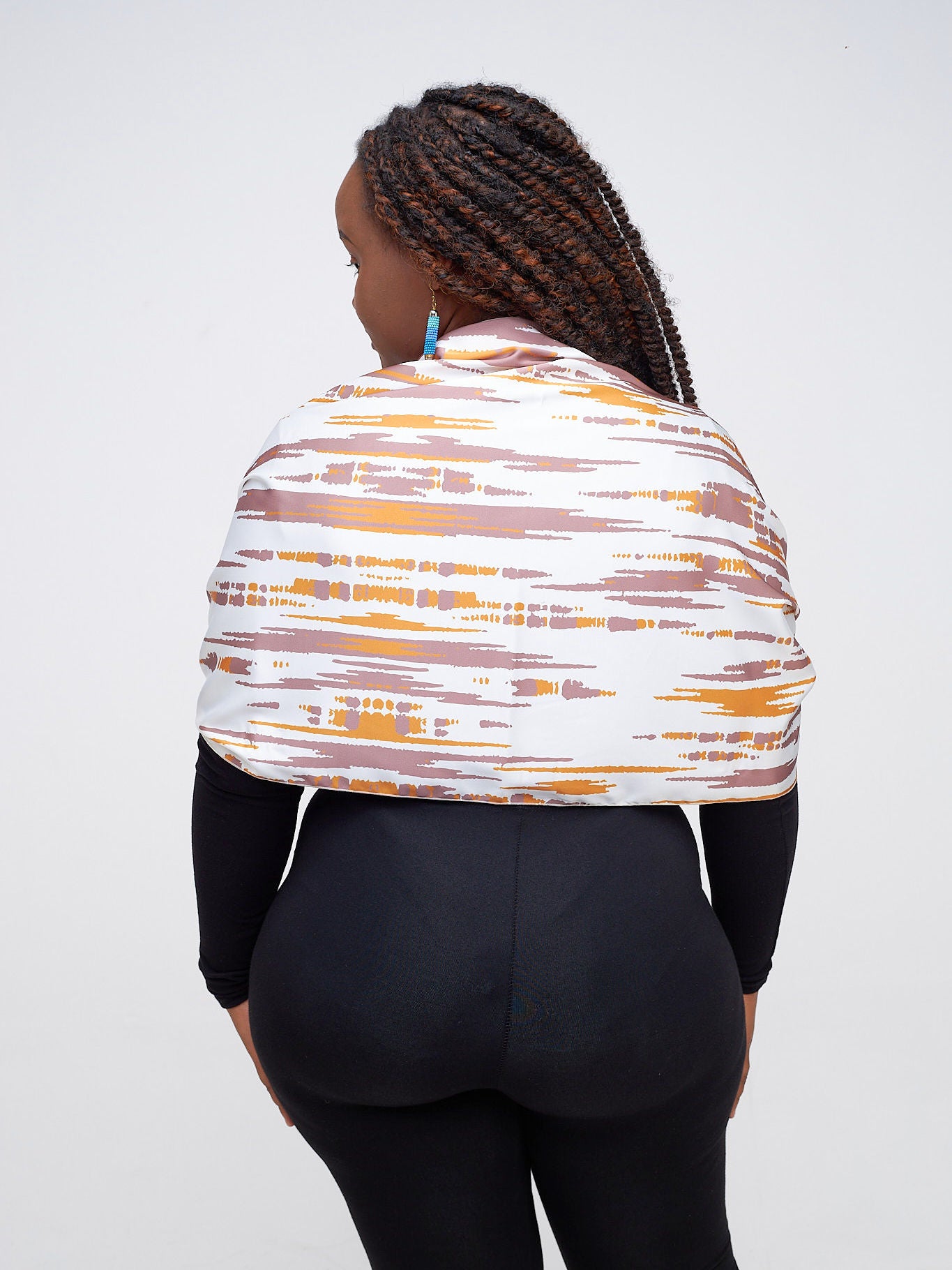 Vivo Basic Satin Scarf - Taupe / Rust Abstract Print