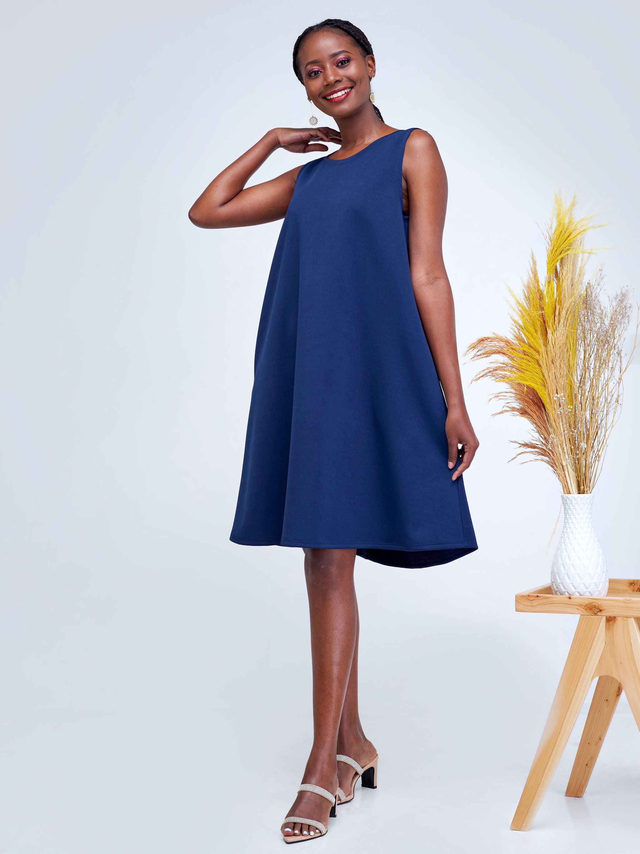 Vivo Hema Sleeveless Tent Dress - Navy Blue