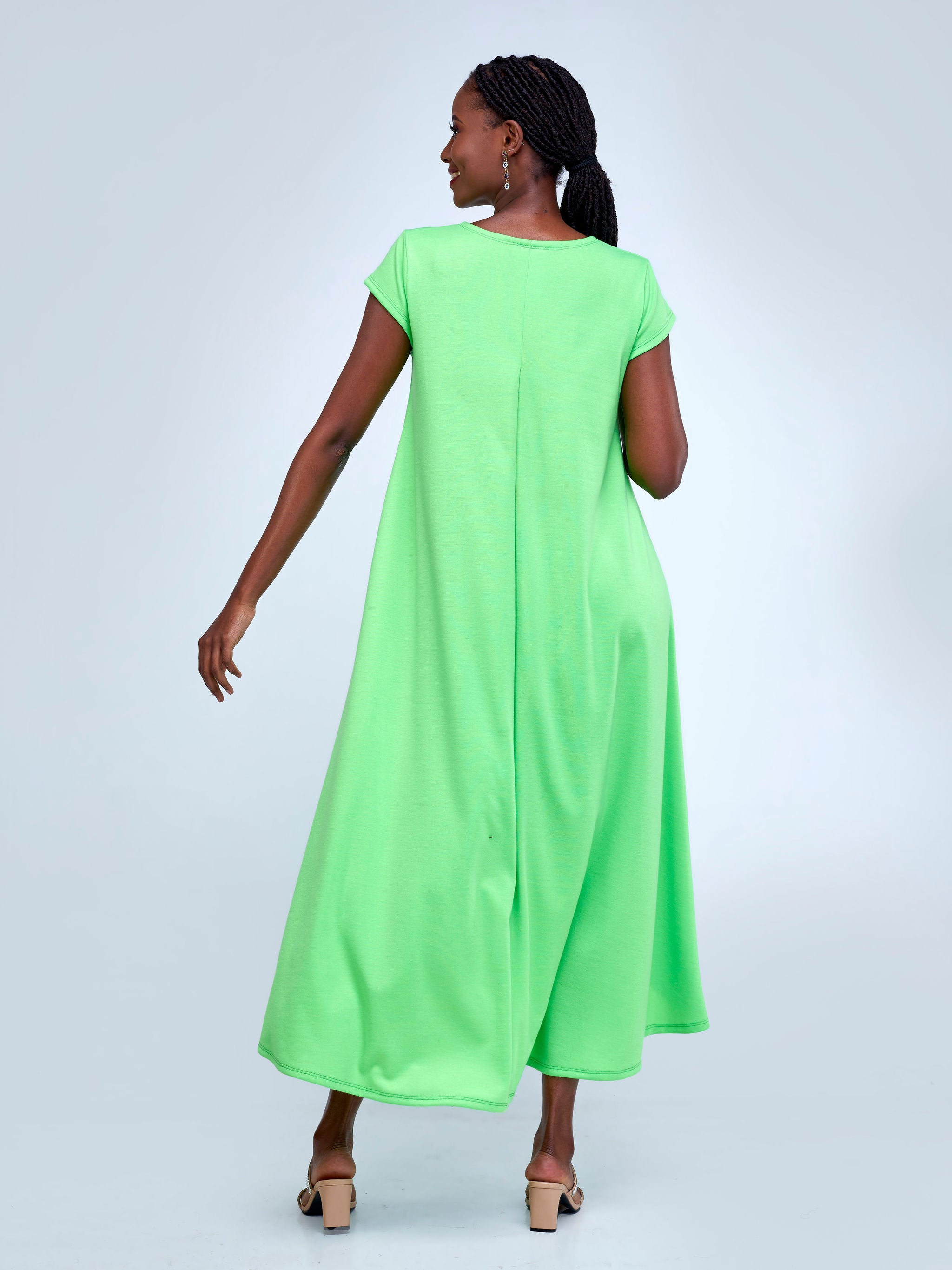 Vivo Basic Back Pleat High Low Dress - Light Green