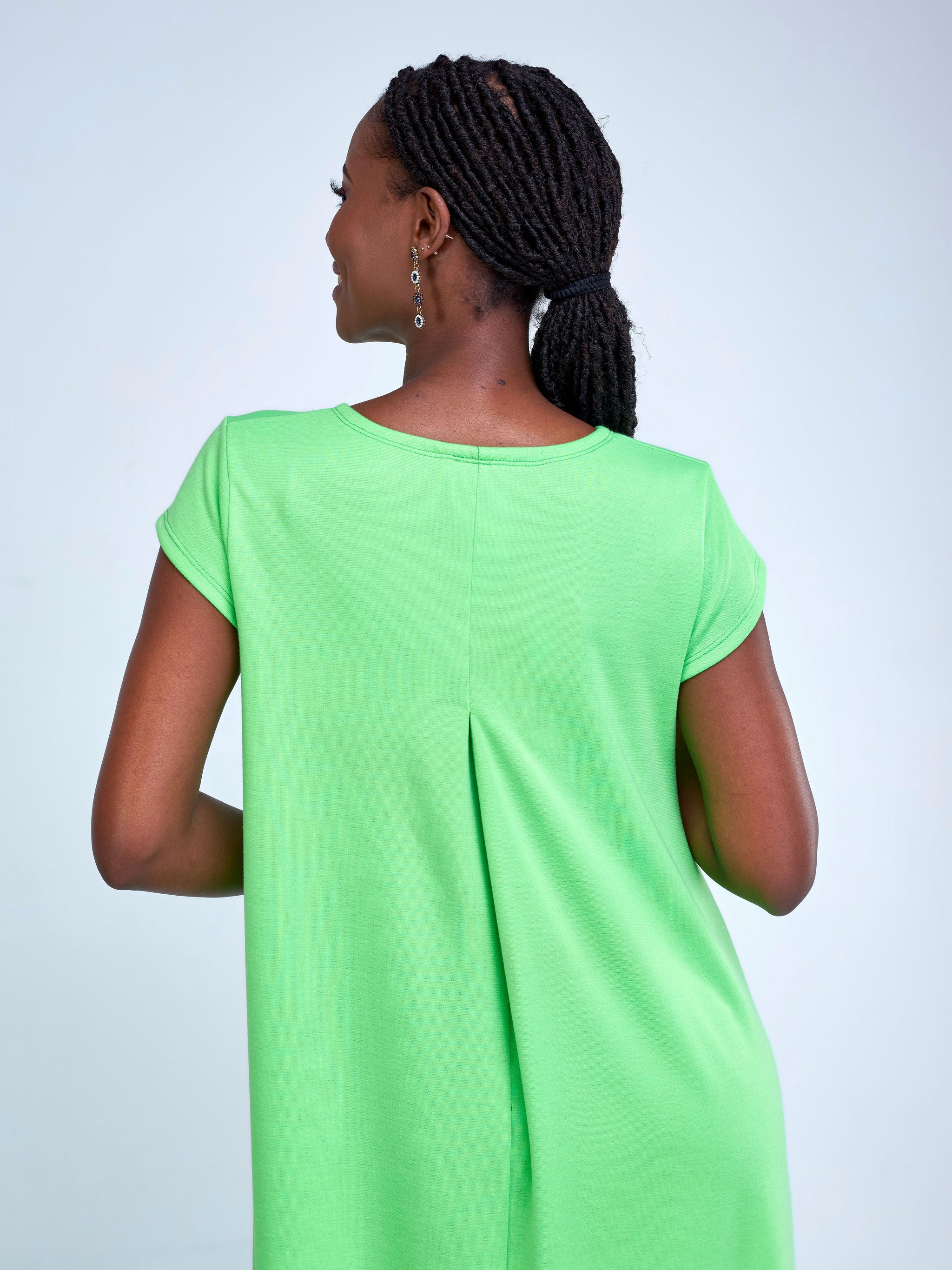 Vivo Basic Back Pleat High Low Dress - Light Green