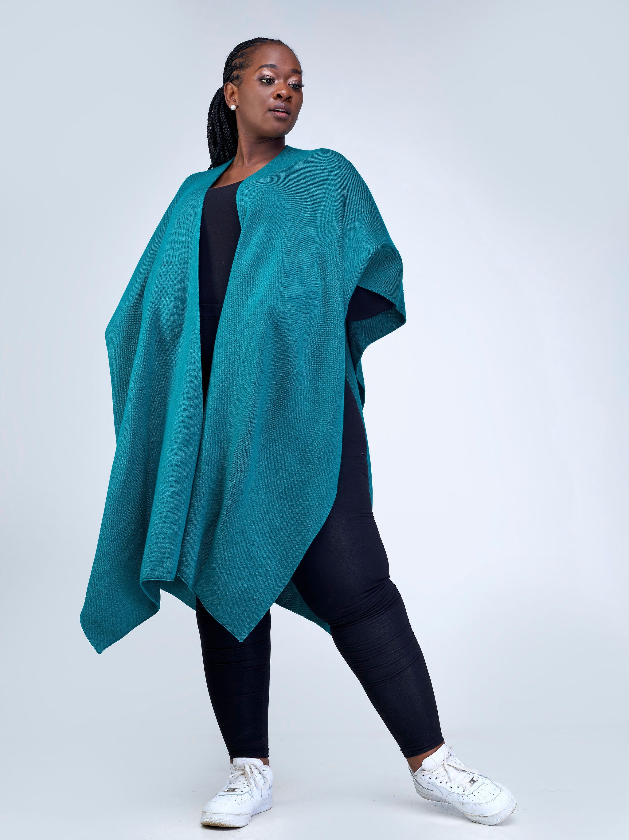 Vivo Basic Double Layered Wrap Poncho (Without Fringe) - Teal