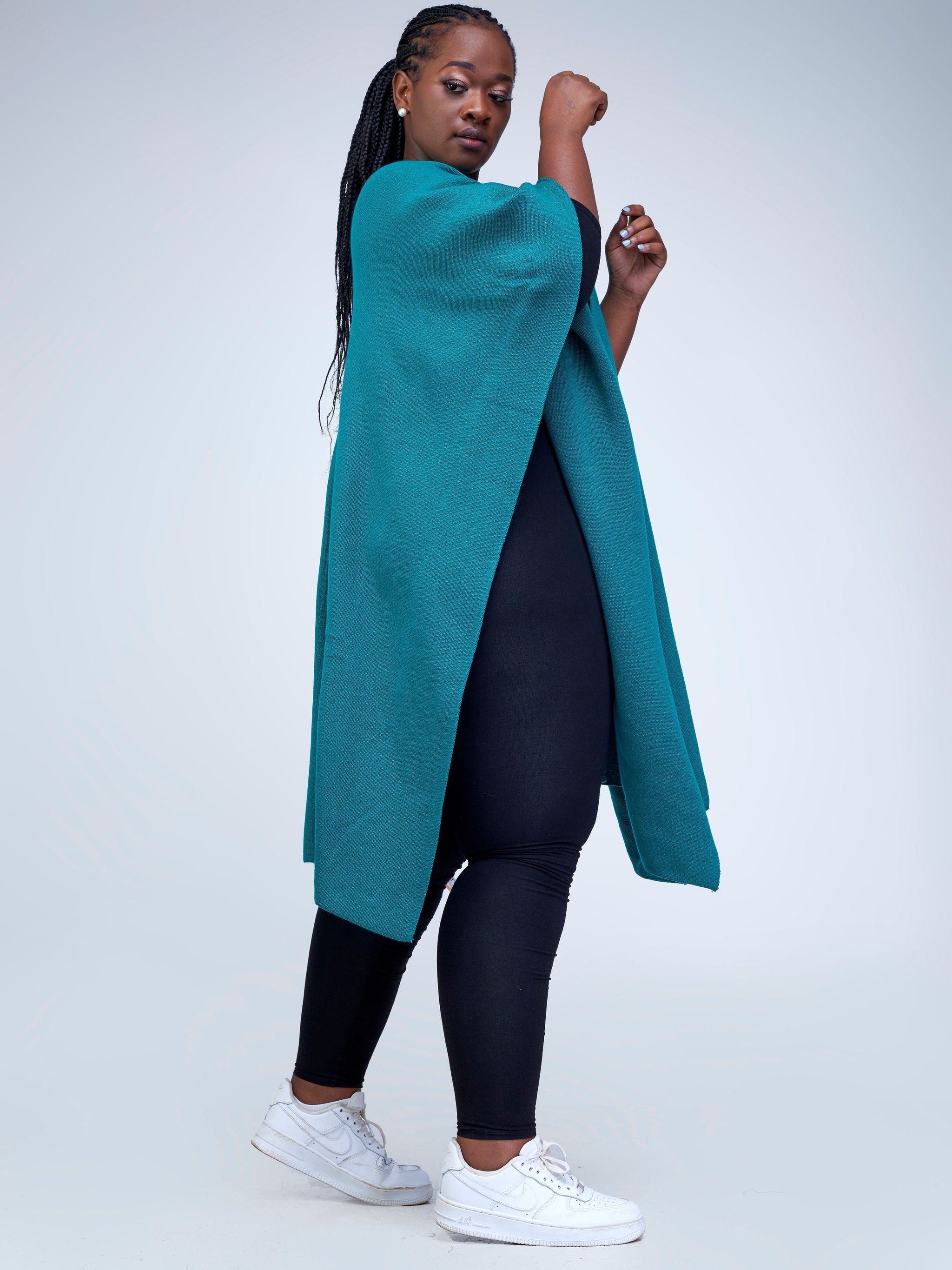 Vivo Basic Double Layered Wrap Poncho (Without Fringe) - Teal