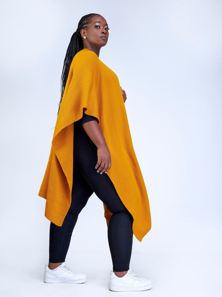 Vivo Basic Double Layered Wrap Poncho (Without Fringe) - Mustard - Shopzetu