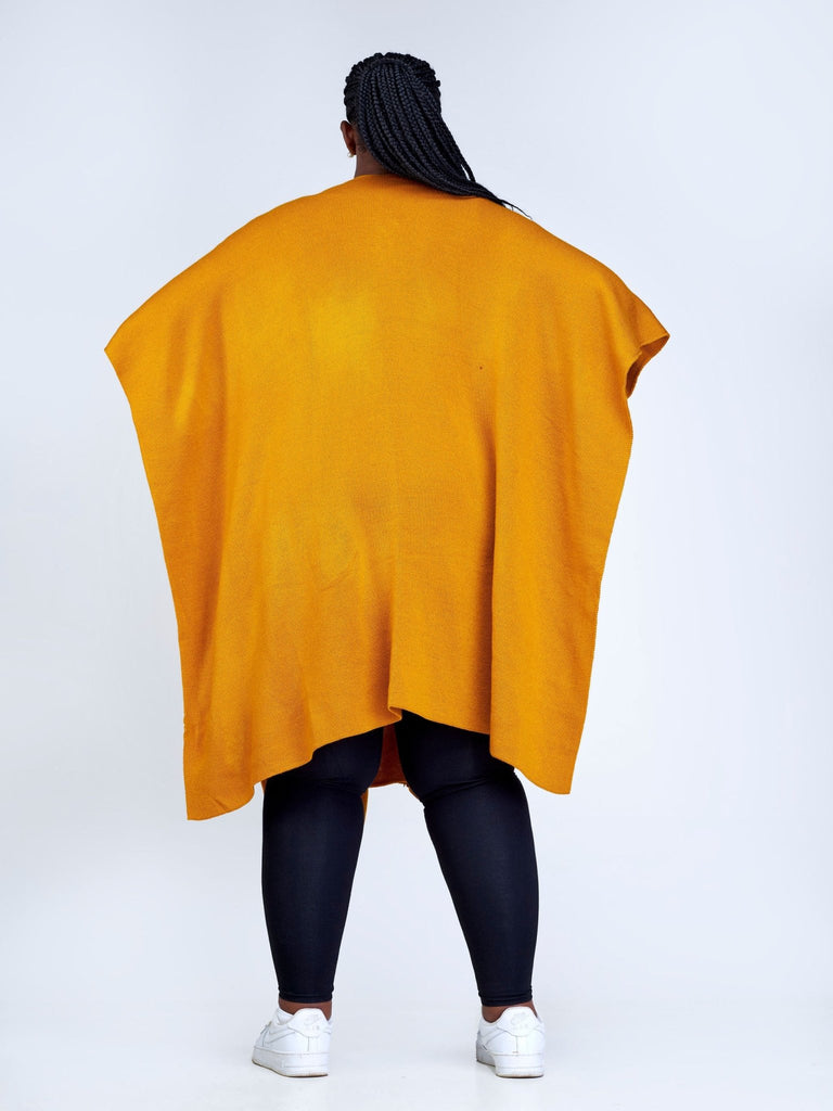 Vivo Basic Double Layered Wrap Poncho (Without Fringe) - Mustard - Shopzetu