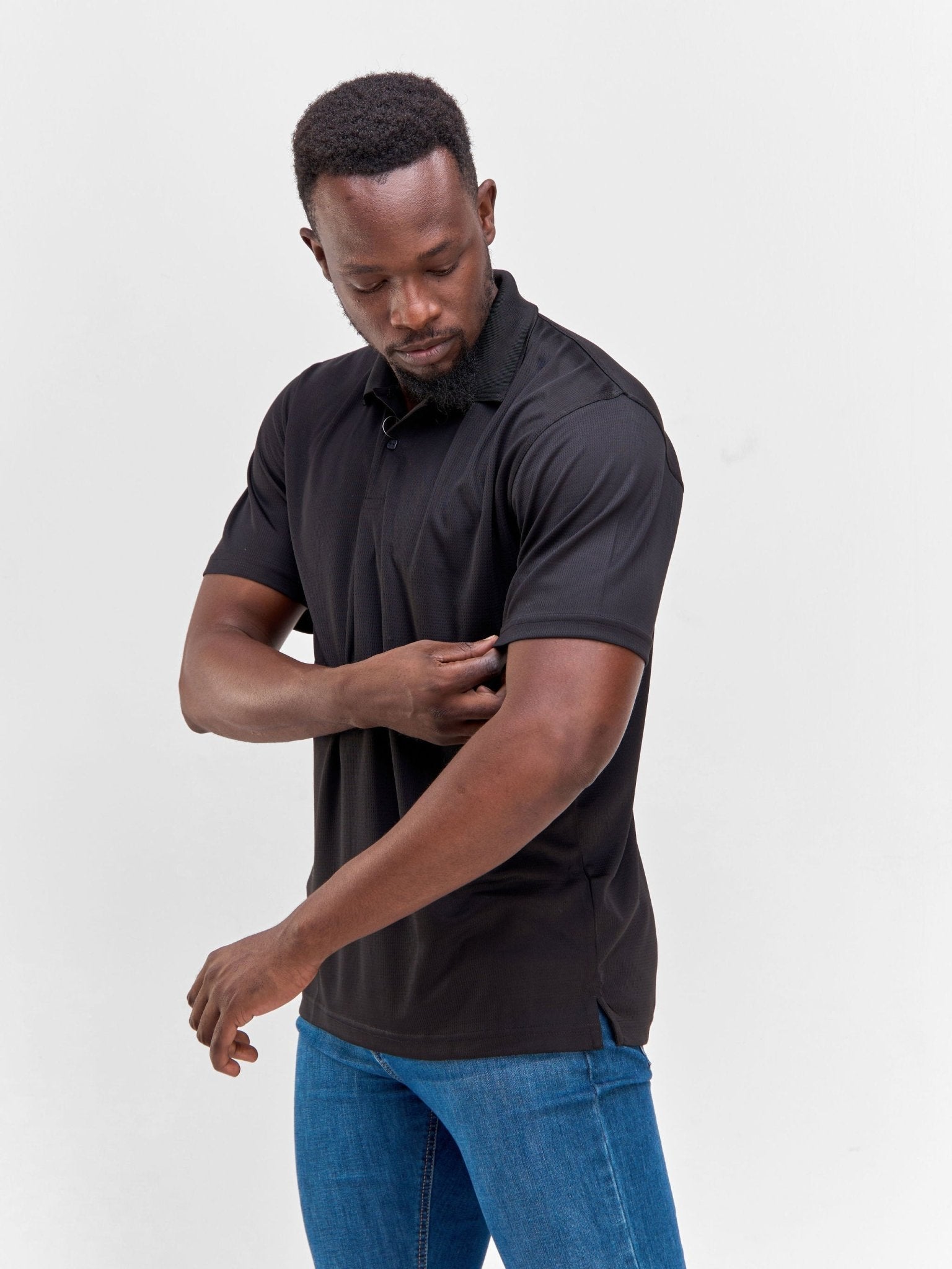 King's Collection Golf polo Shirt - Black - Shopzetu