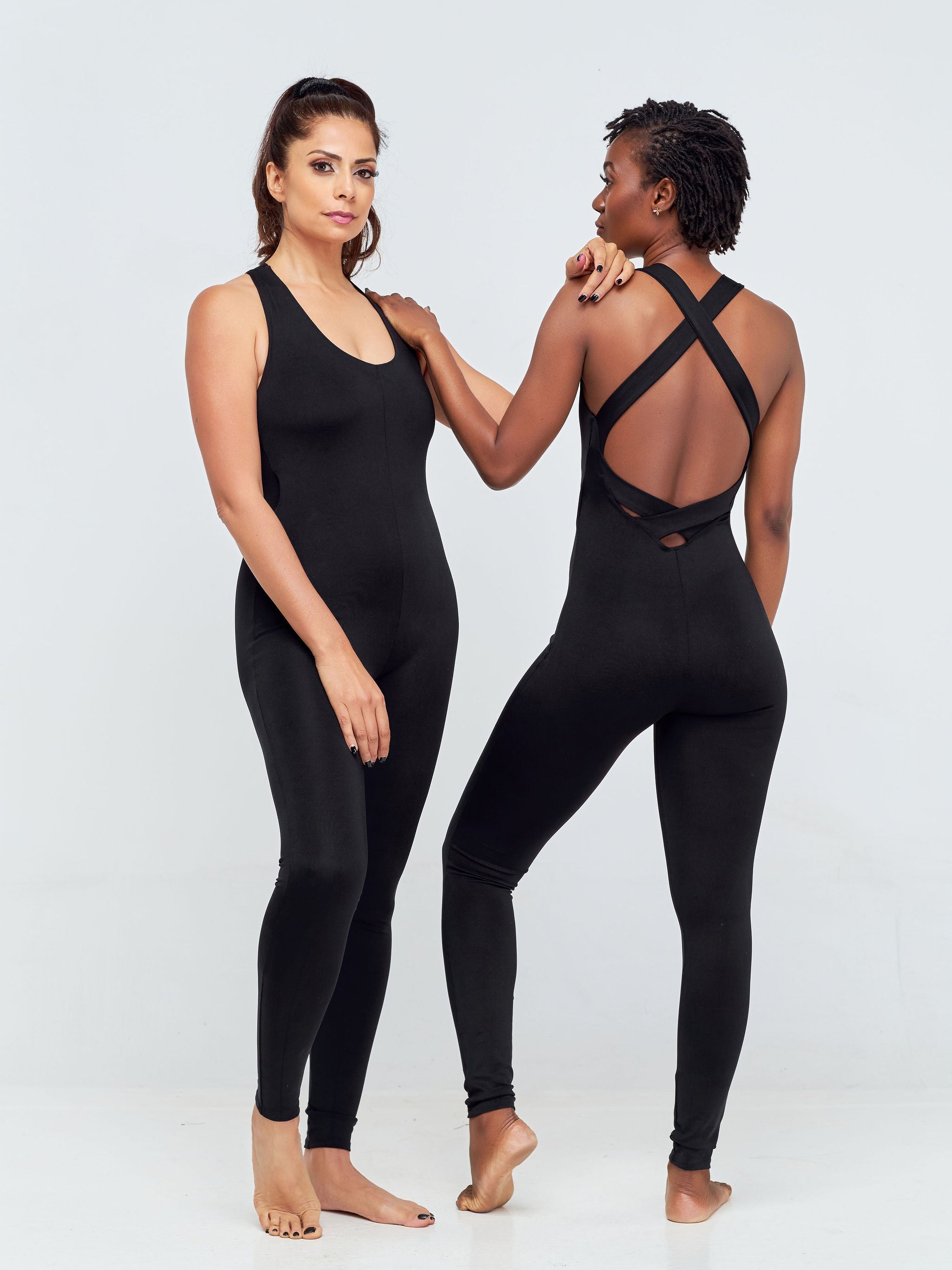 Vivo X Pinky Sleeveless Crossback Fitness Catsuit - Black