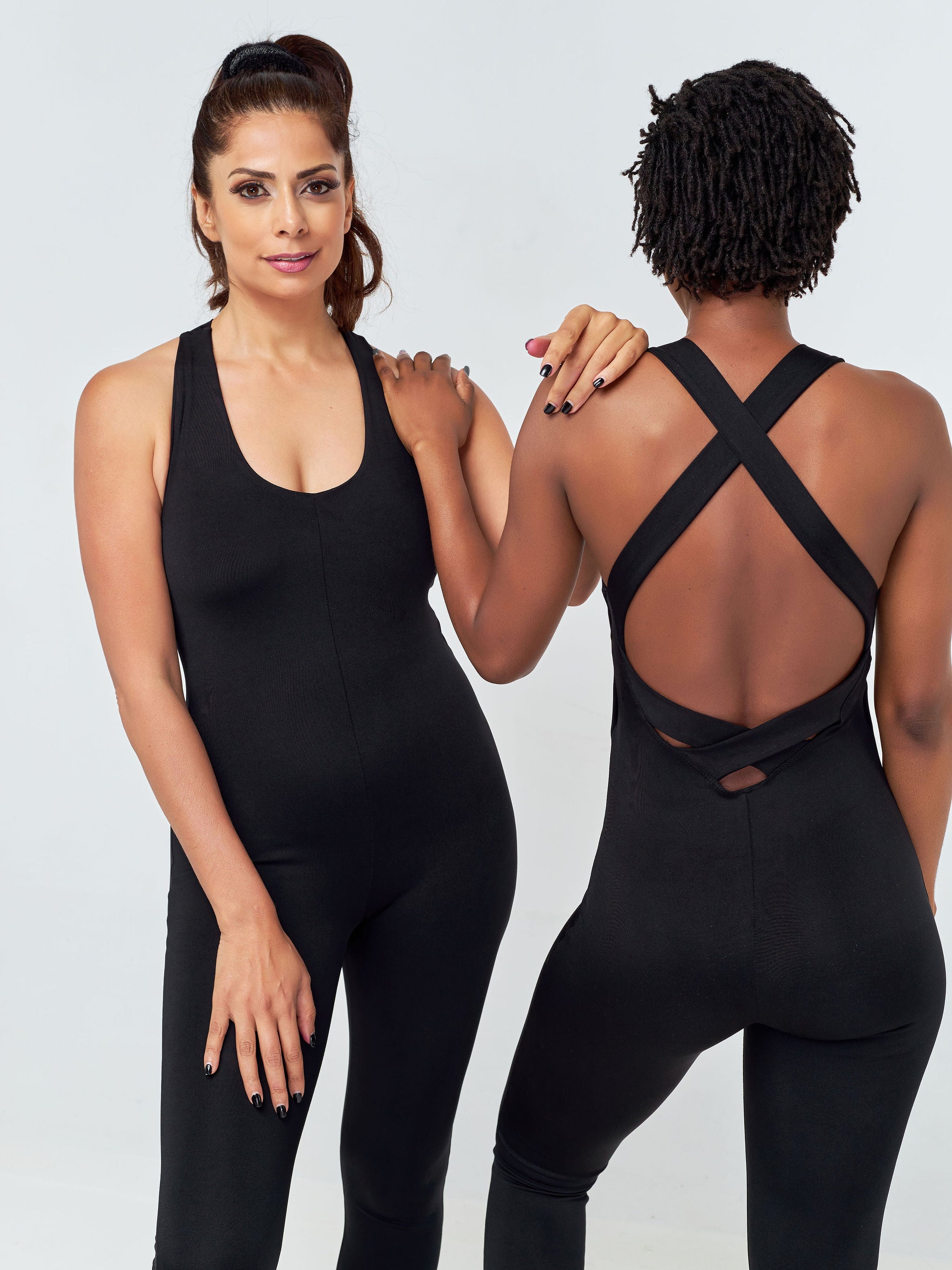 Vivo X Pinky Sleeveless Crossback Fitness Catsuit - Black