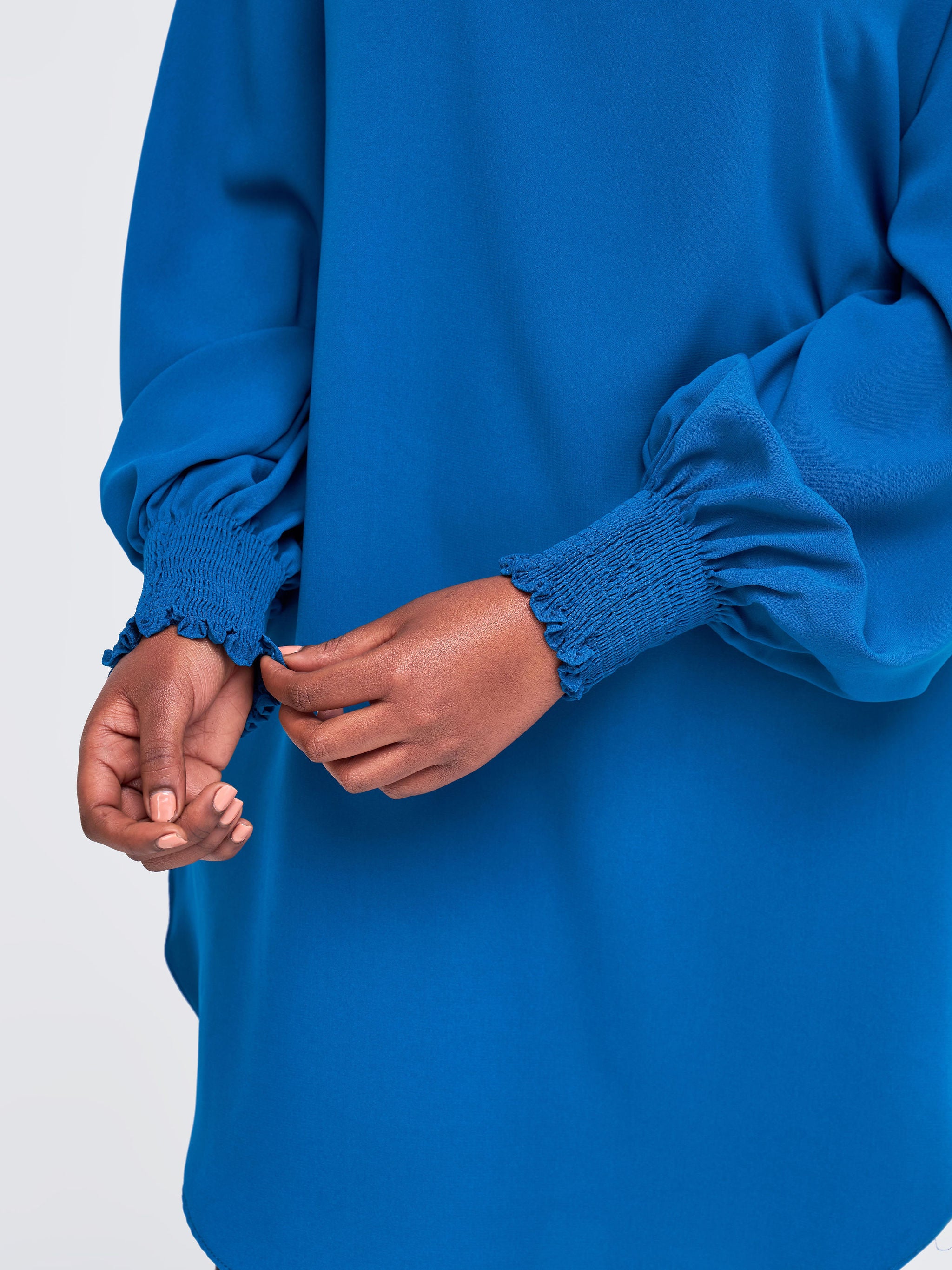 Vivo Basic Shirred Sleeve Dress Top - Teal