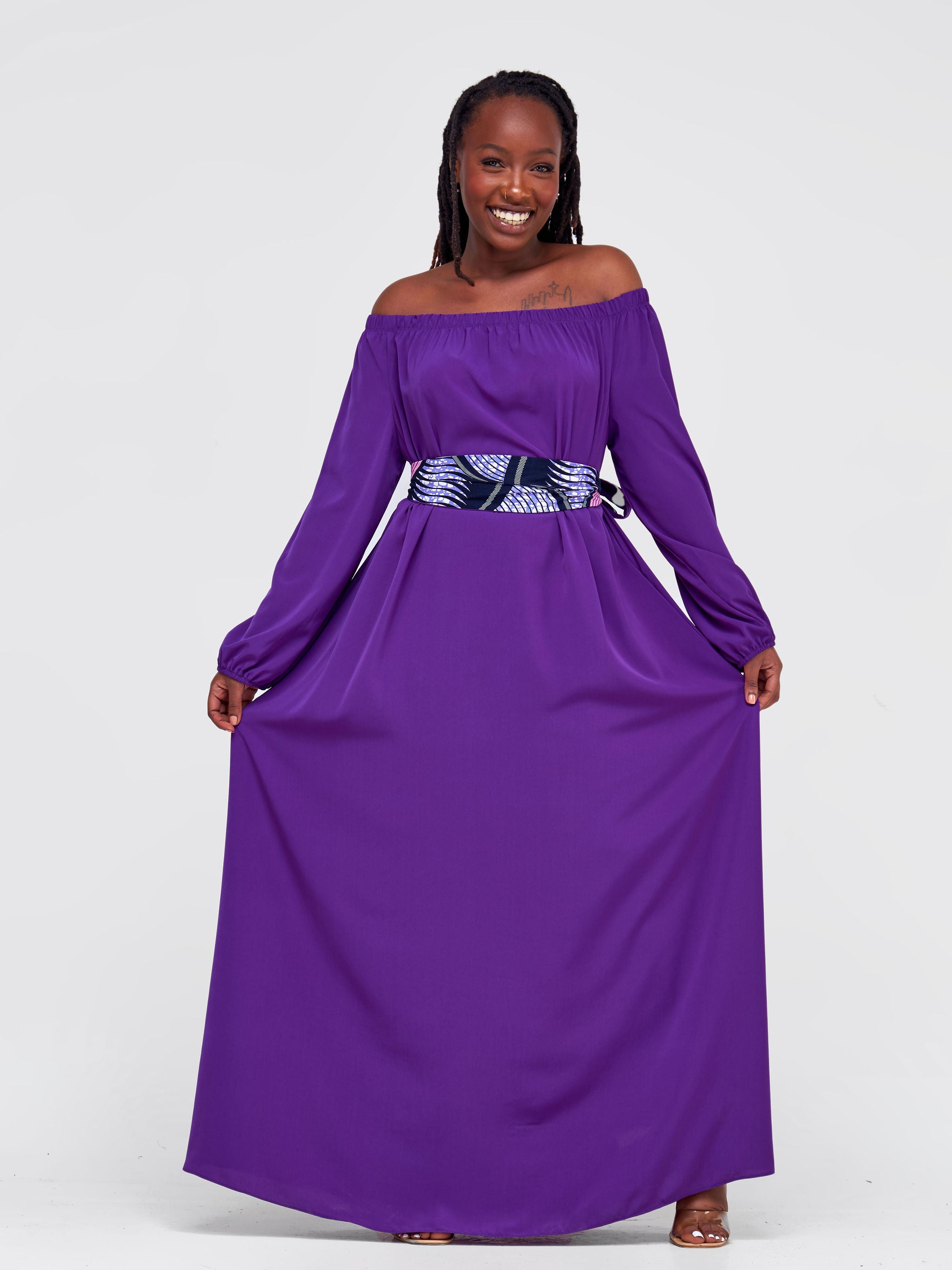 Vivo Yumi Off Shoulder Maxi Dress - Purple