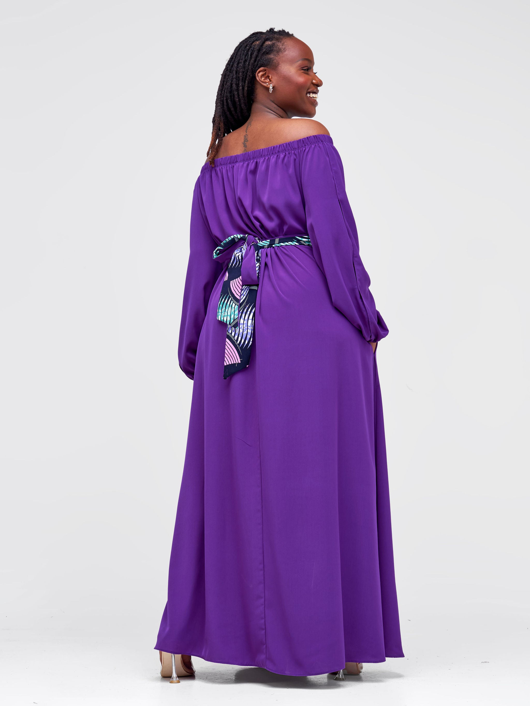 Vivo Yumi Off Shoulder Maxi Dress - Purple