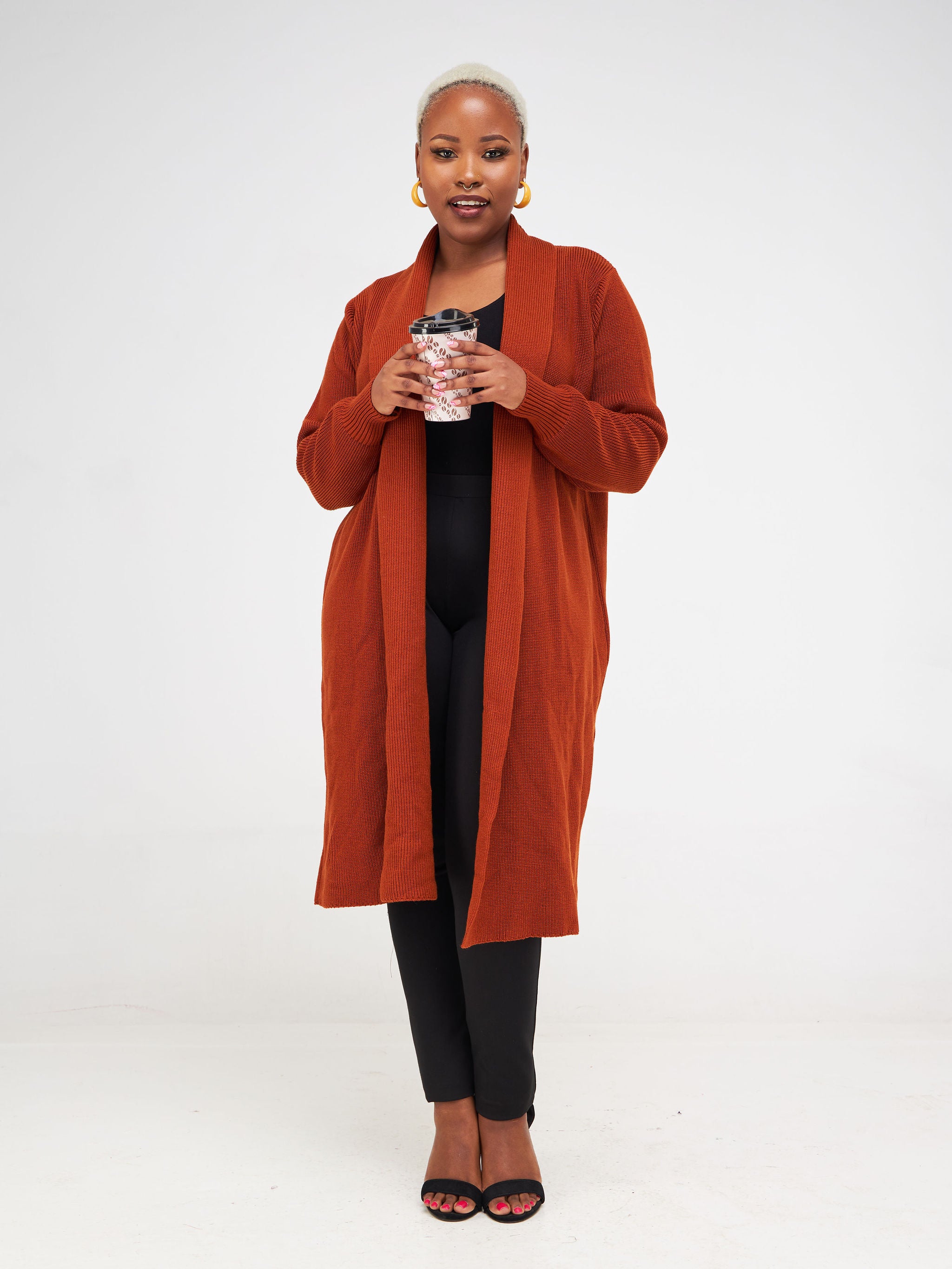 Vivo Long Sleeve Midi Waterfall - Rust