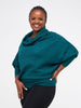 Vivo Basic Short Dolman Sweater - Teal / Black