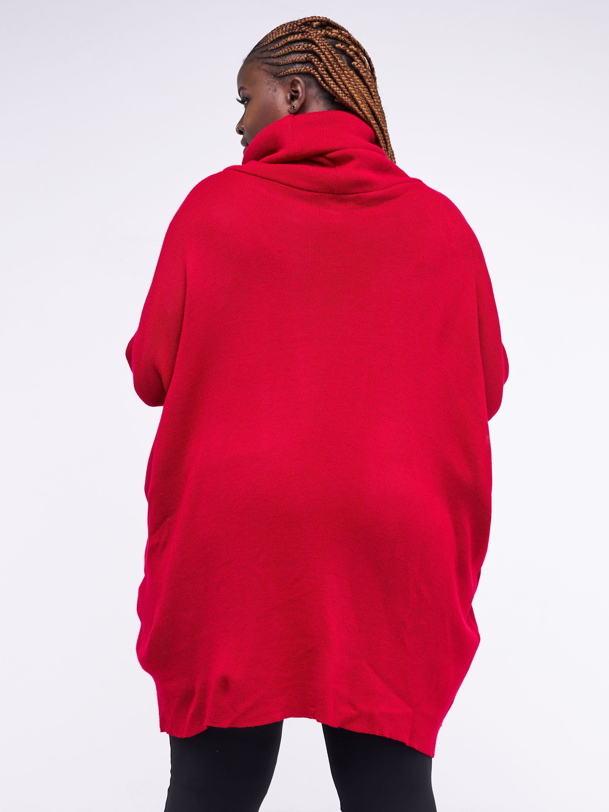 Vivo Cowl Sweater Top - Dark Red