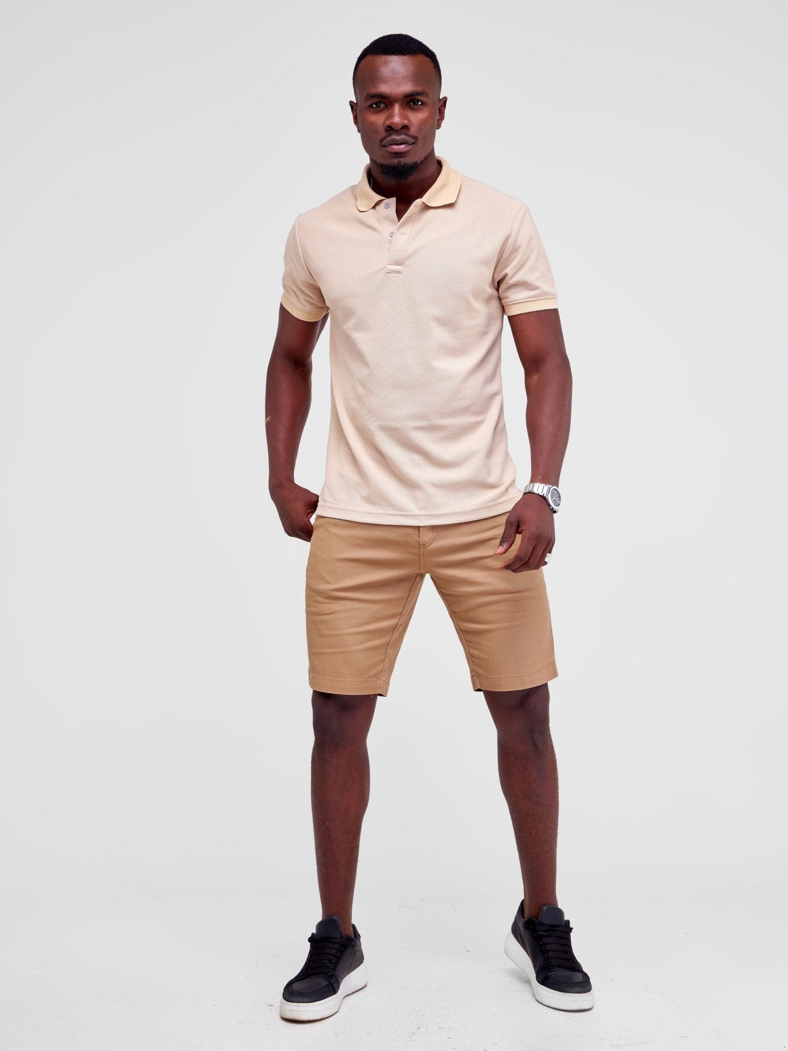Zetu Men's Chino Shorts - Khaki Beige - Shopzetu