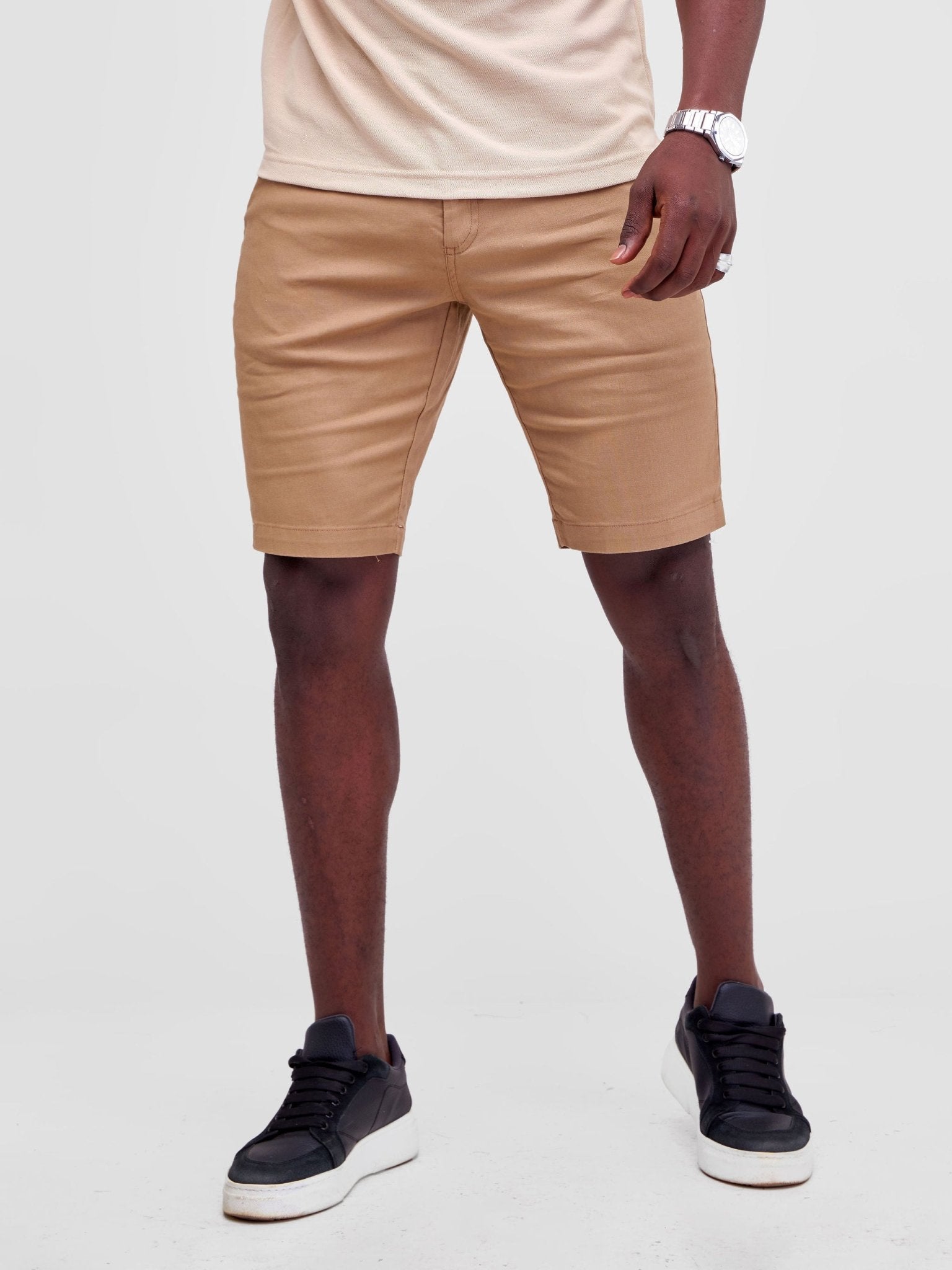 Zetu Men's Chino Shorts - Khaki Beige - Shopzetu