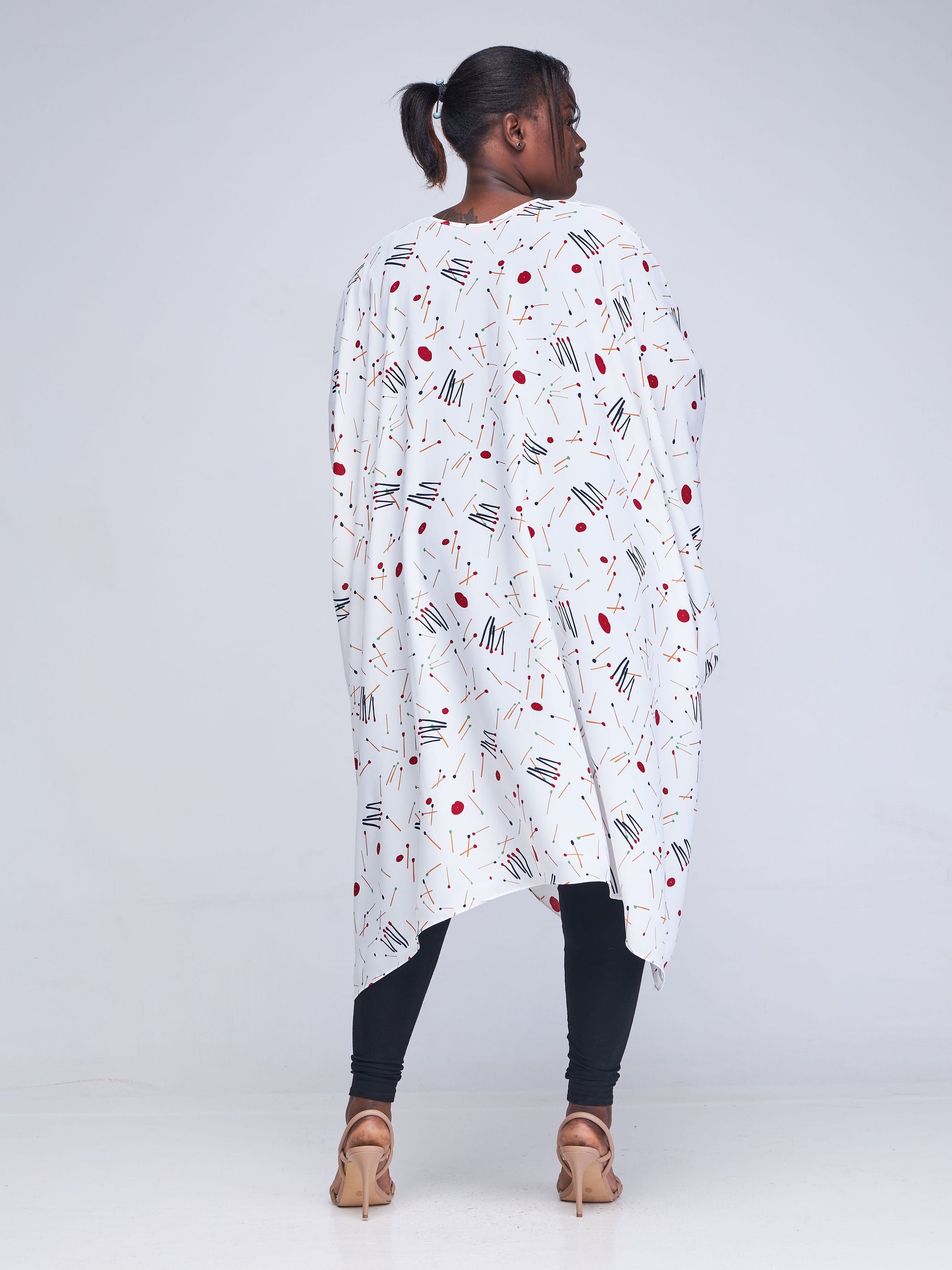 Vivo Asika Handkerchief Drape Kimono - White / Red Polka Dot Print