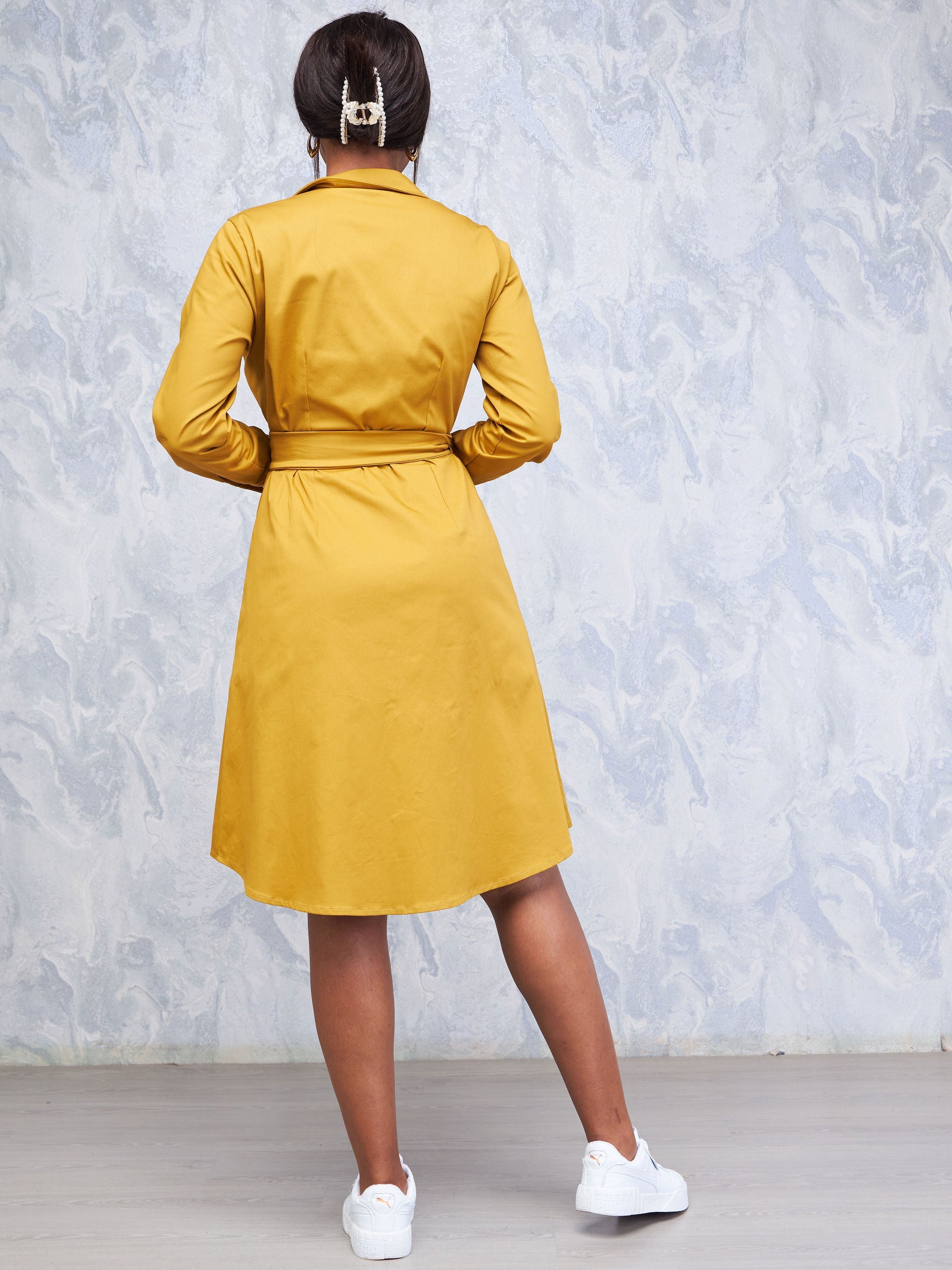 Safari Hawi Long Sleeve Wrap Dress - Mustard