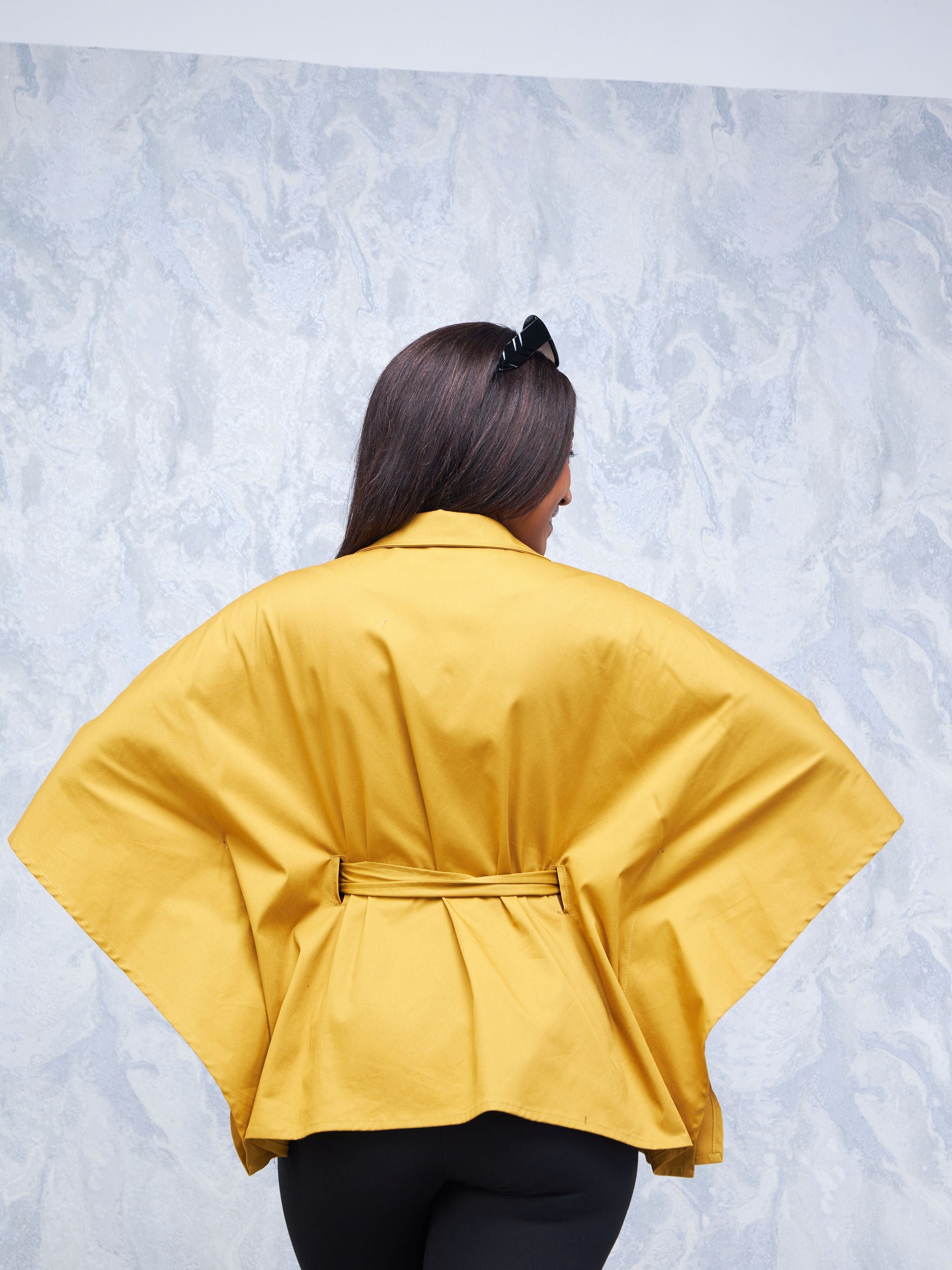 Safari Hawi Lapel Poncho - Mustard