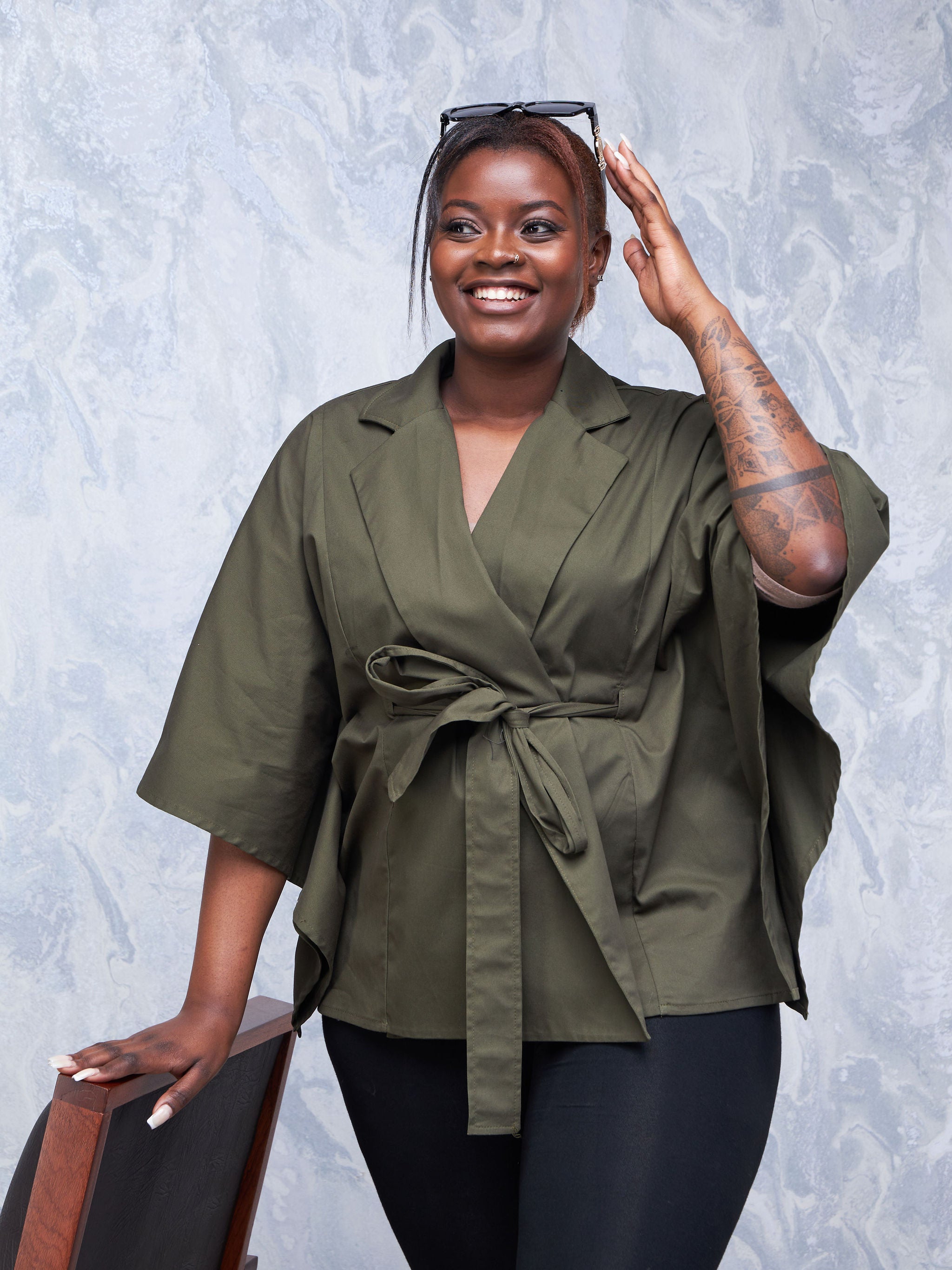 Safari Hawi Lapel Poncho - Hunters Green