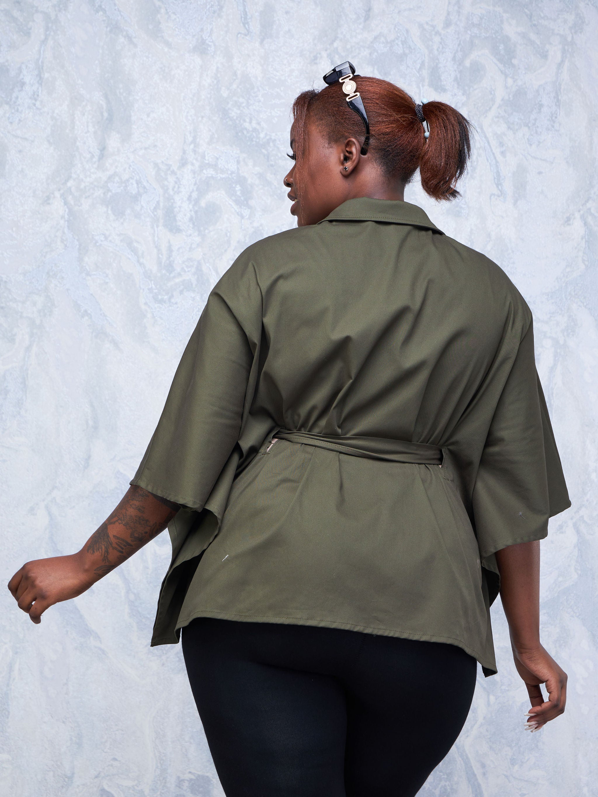 Safari Hawi Lapel Poncho - Hunters Green