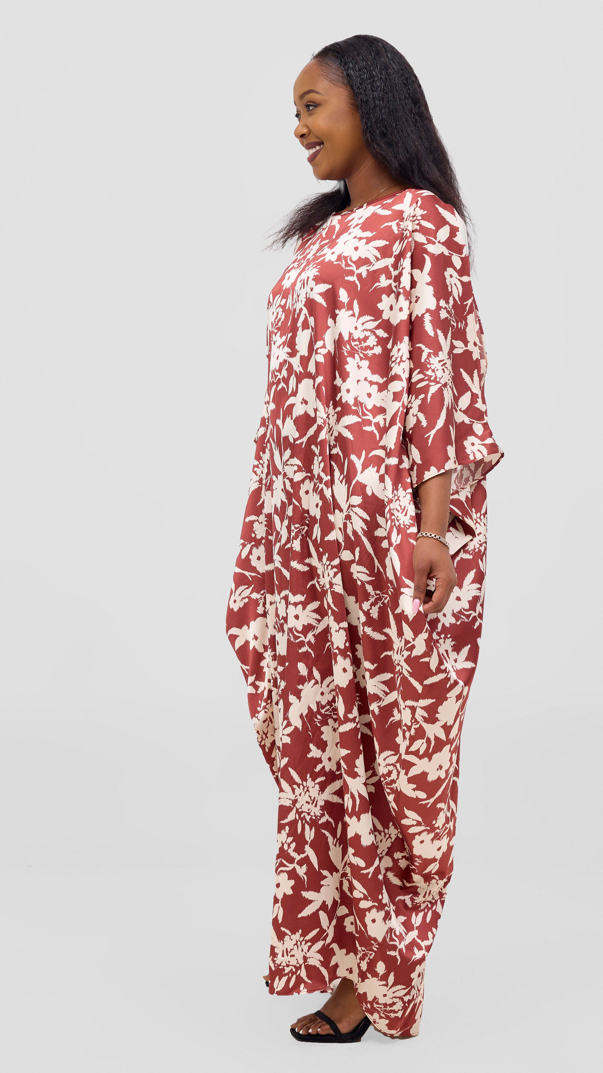 Vivo Lani Maxi Dress - Burgundy / Cream Print