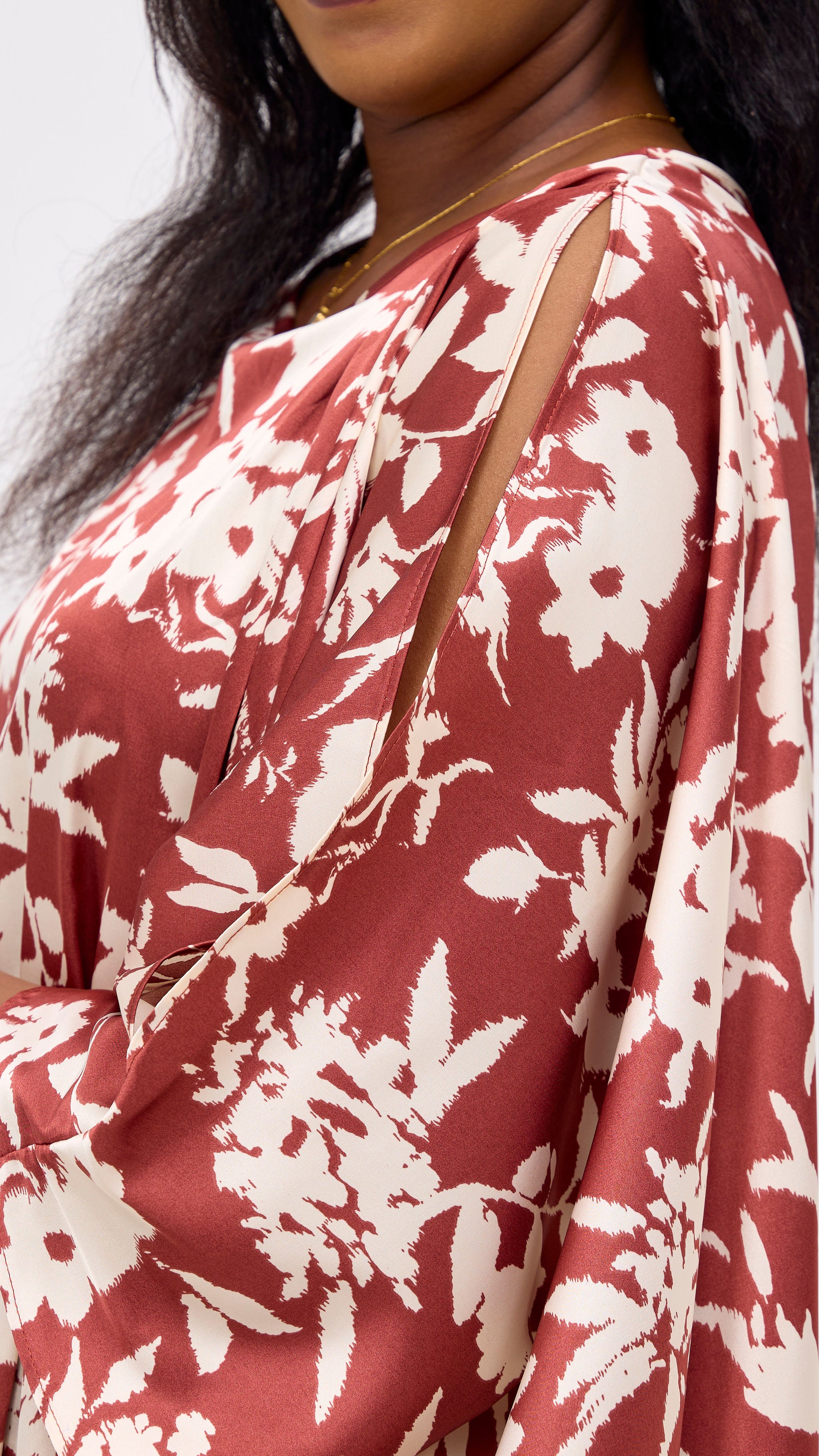 Vivo Lani Maxi Dress - Burgundy / Cream Print